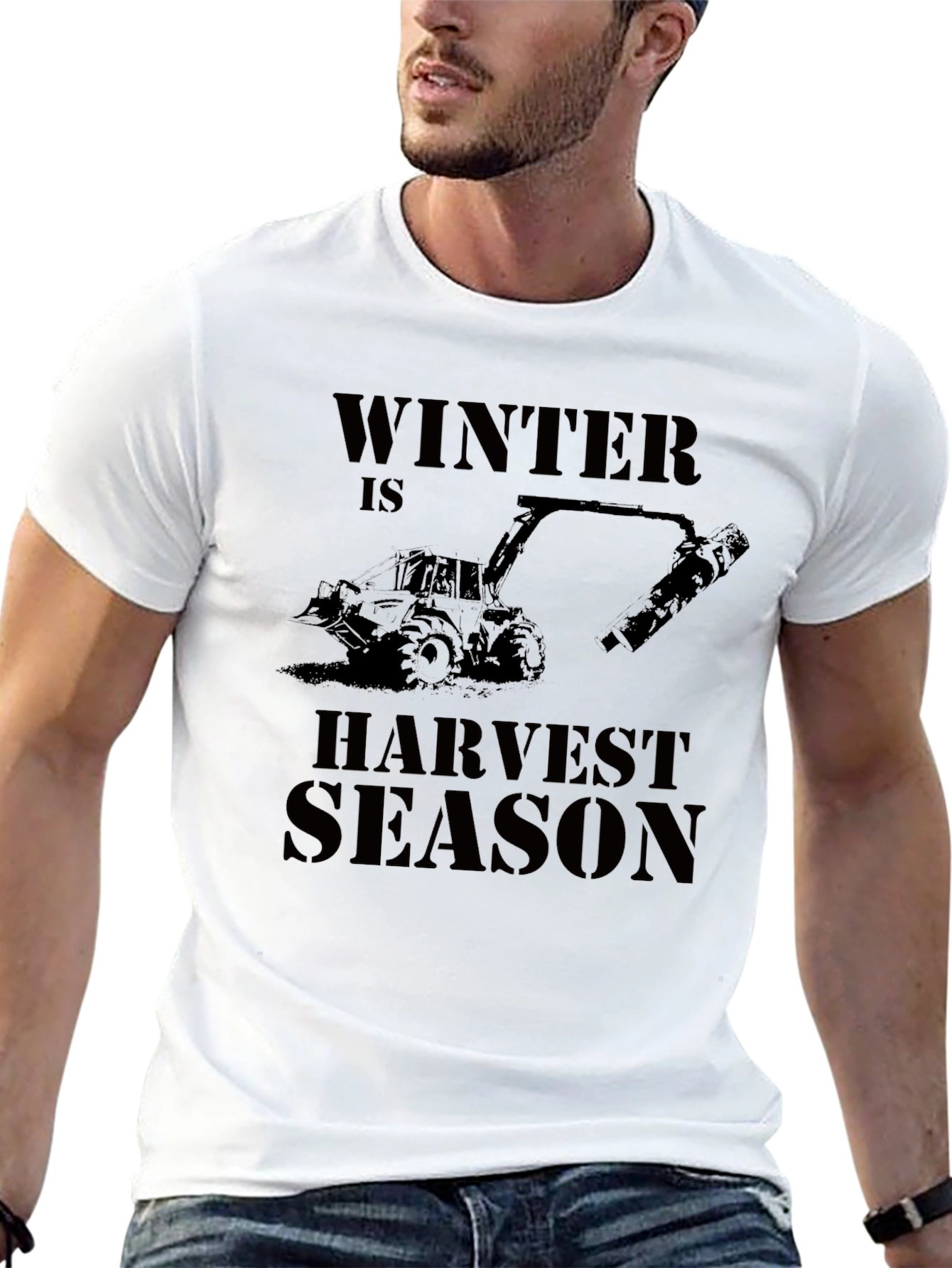 Winter is Harvest Season Black Graphic T-Shirt