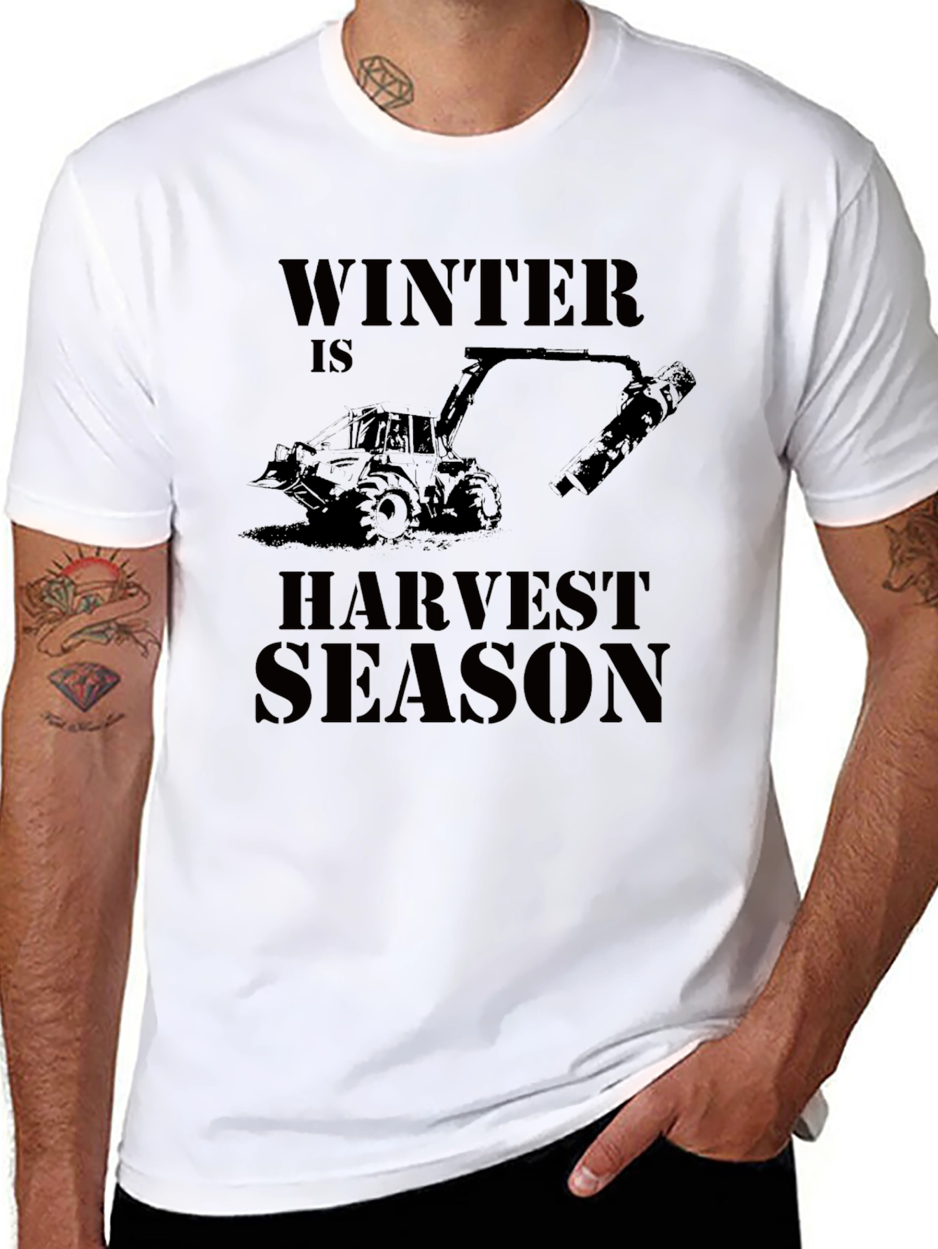 Winter is Harvest Season Black Graphic T-Shirt