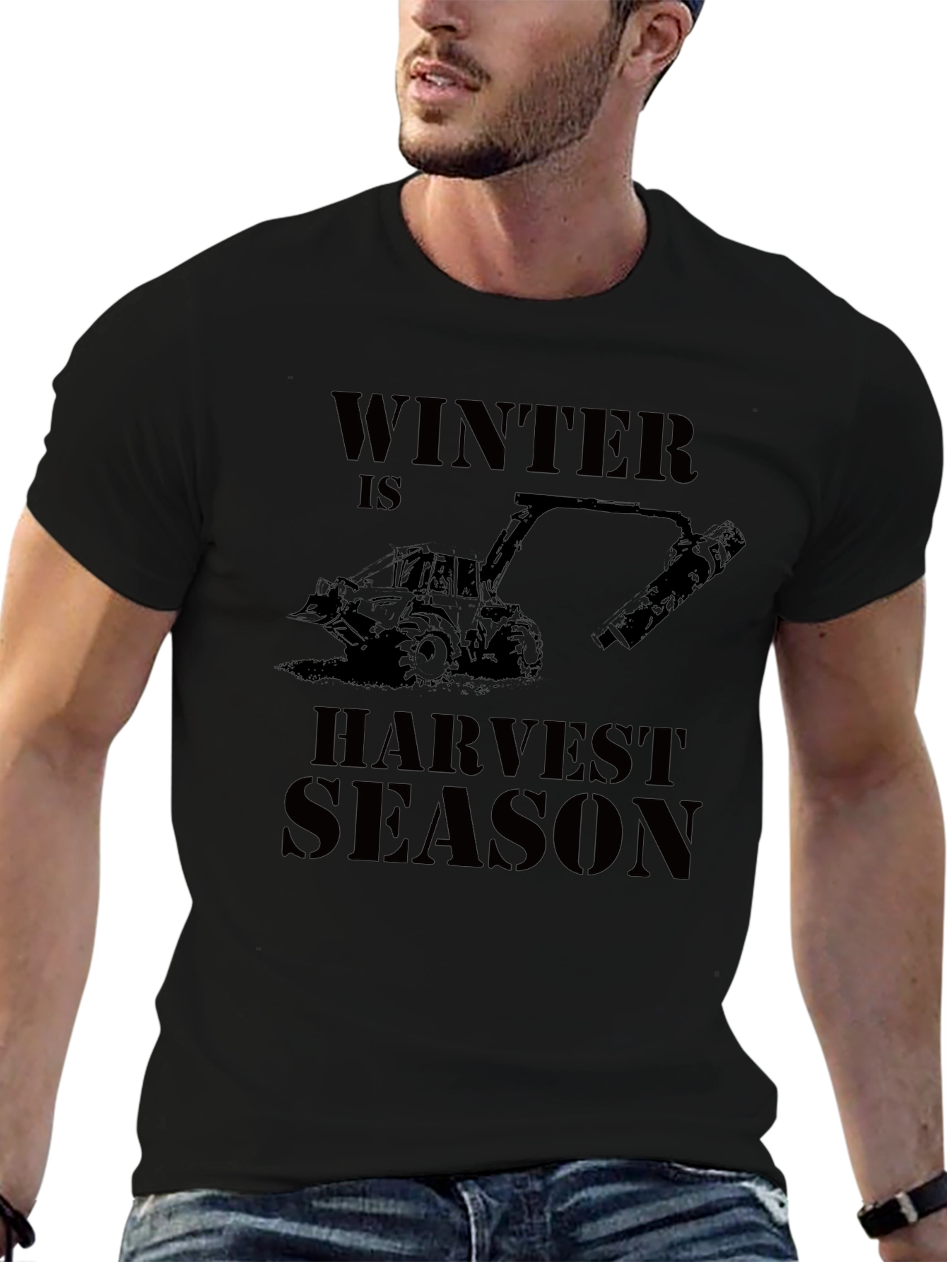 Winter is Harvest Season Black Graphic T-Shirt