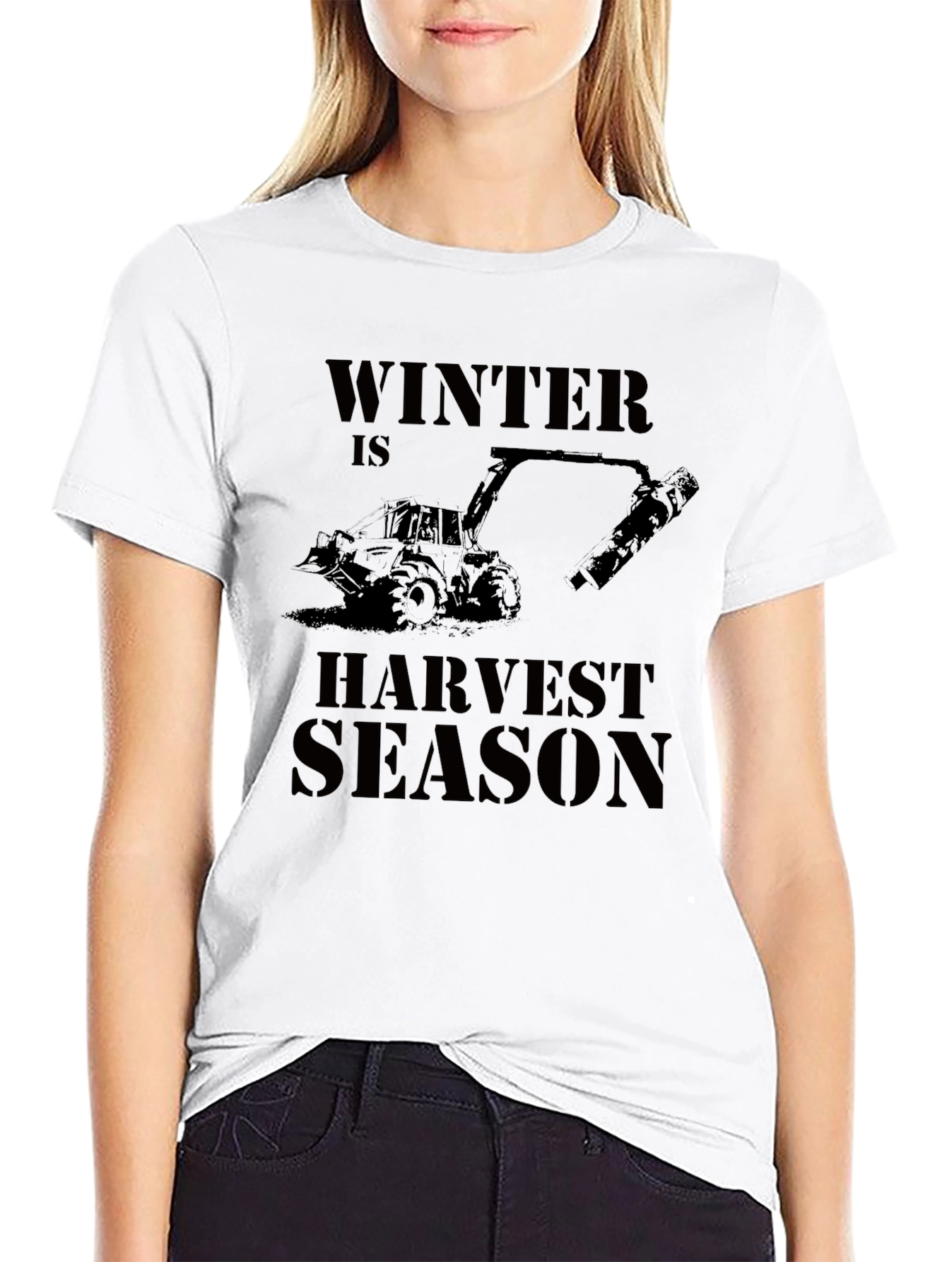 Winter is Harvest Season Black Graphic T-Shirt
