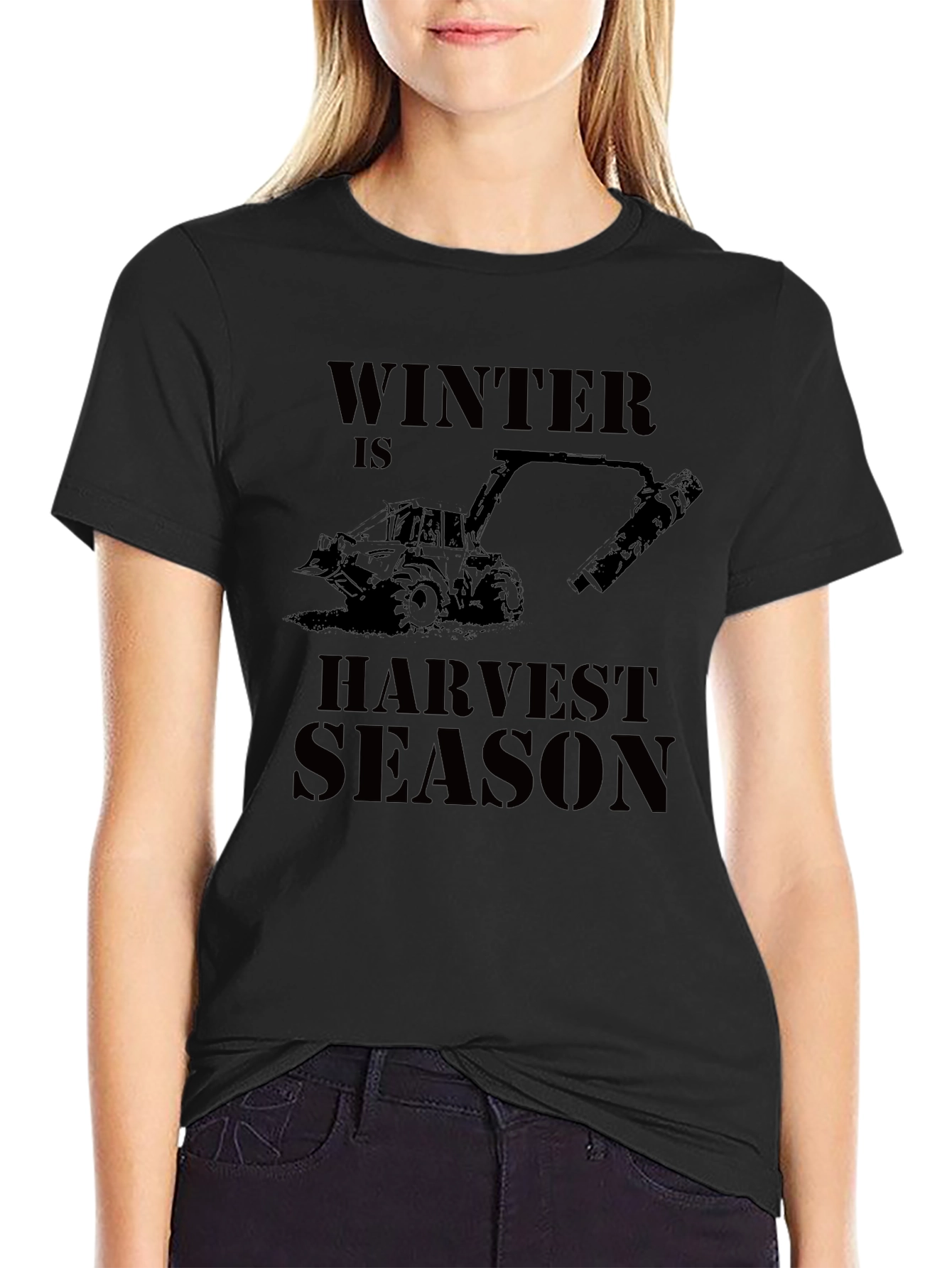 Winter is Harvest Season Black Graphic T-Shirt