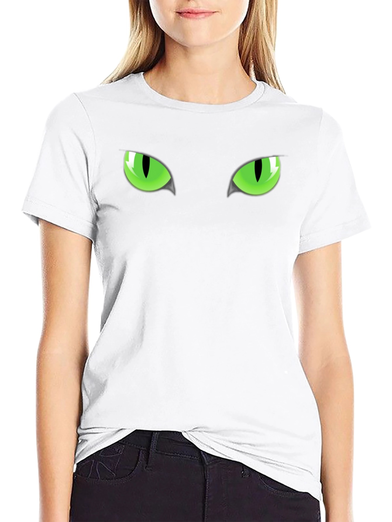 Mens Black Cat Eyes Graphic T-Shirt