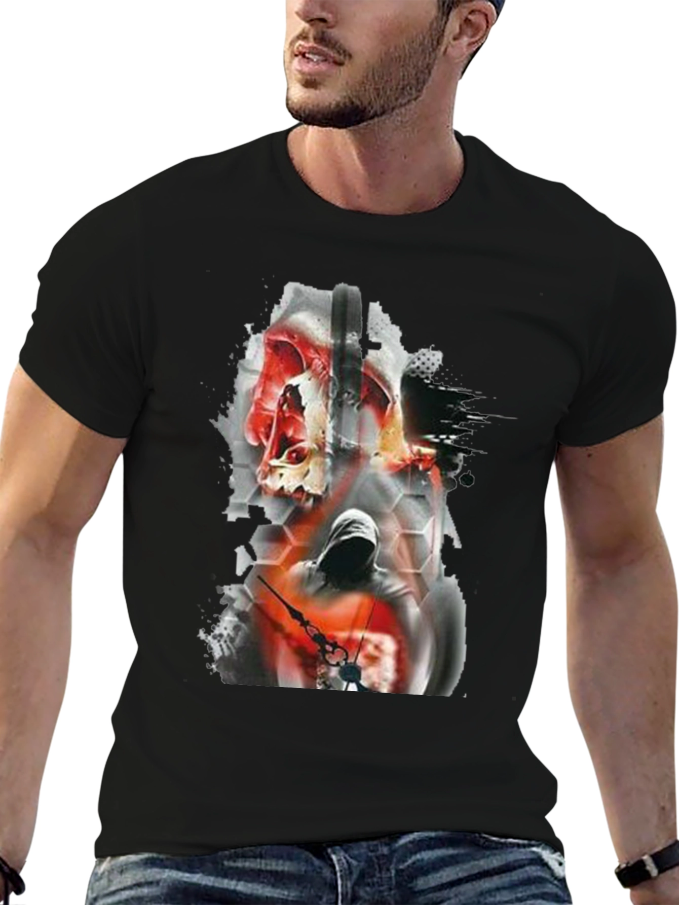 Skull & Hooded Figure Graphic Tee