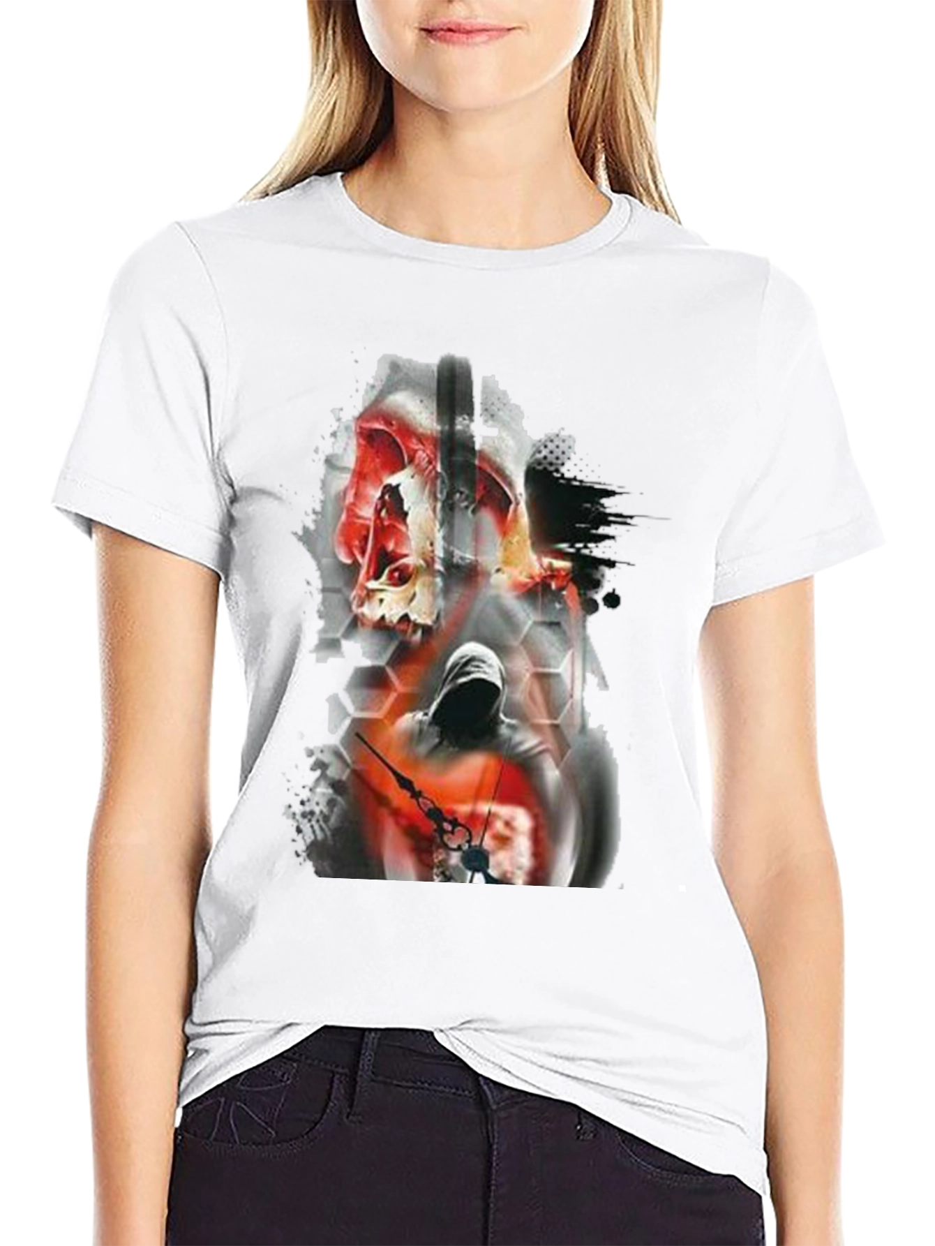 Skull & Hooded Figure Graphic Tee
