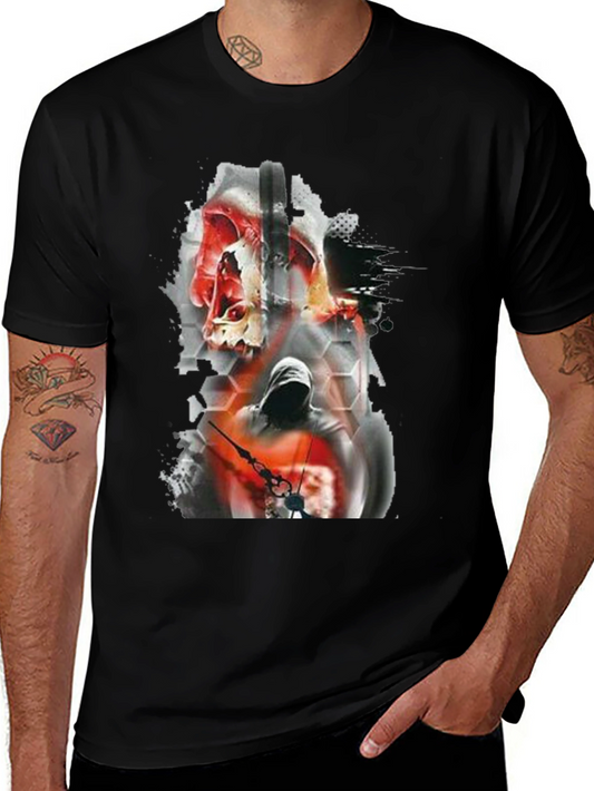 Skull & Hooded Figure Graphic Tee