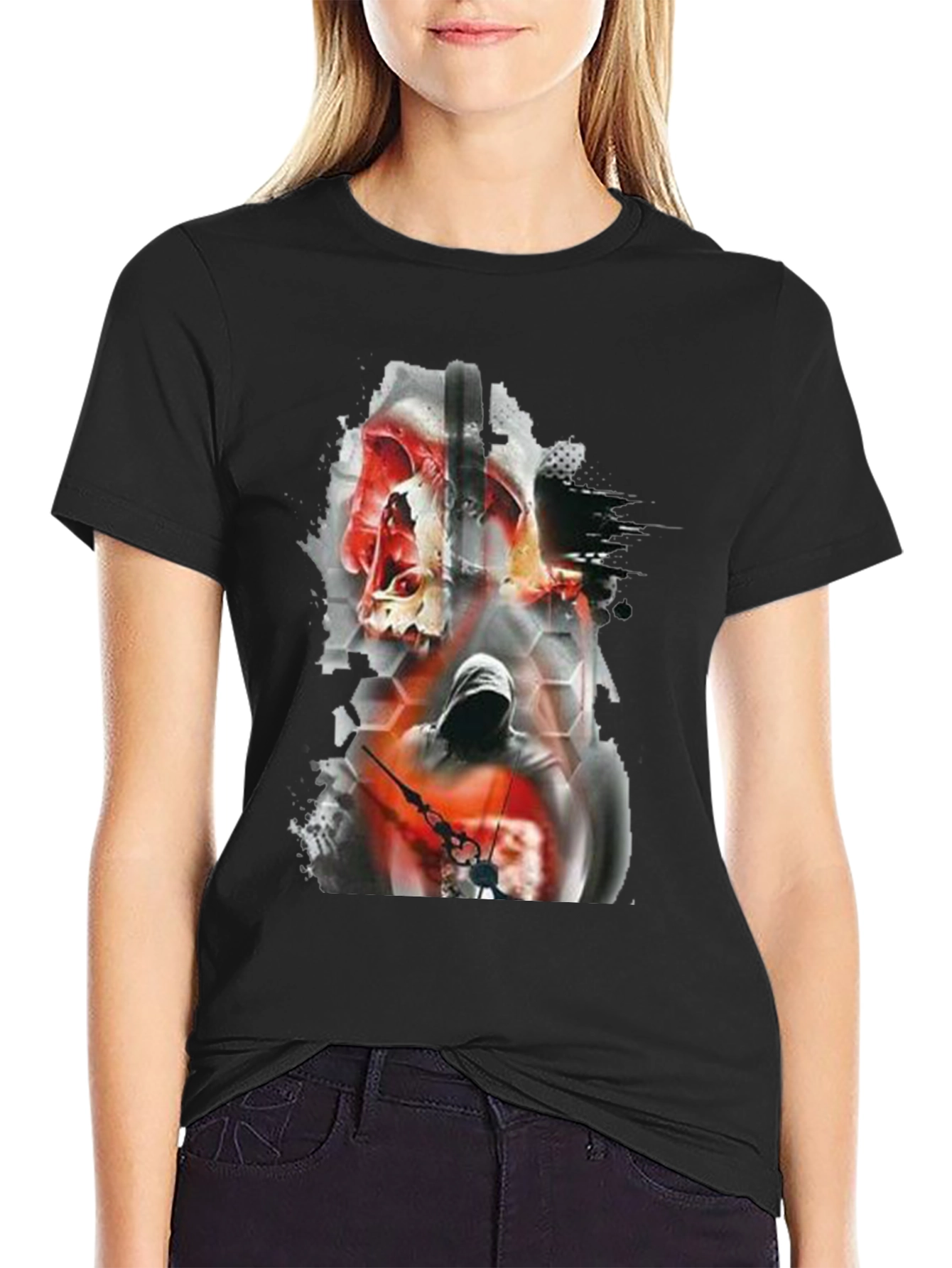 Skull & Hooded Figure Graphic Tee