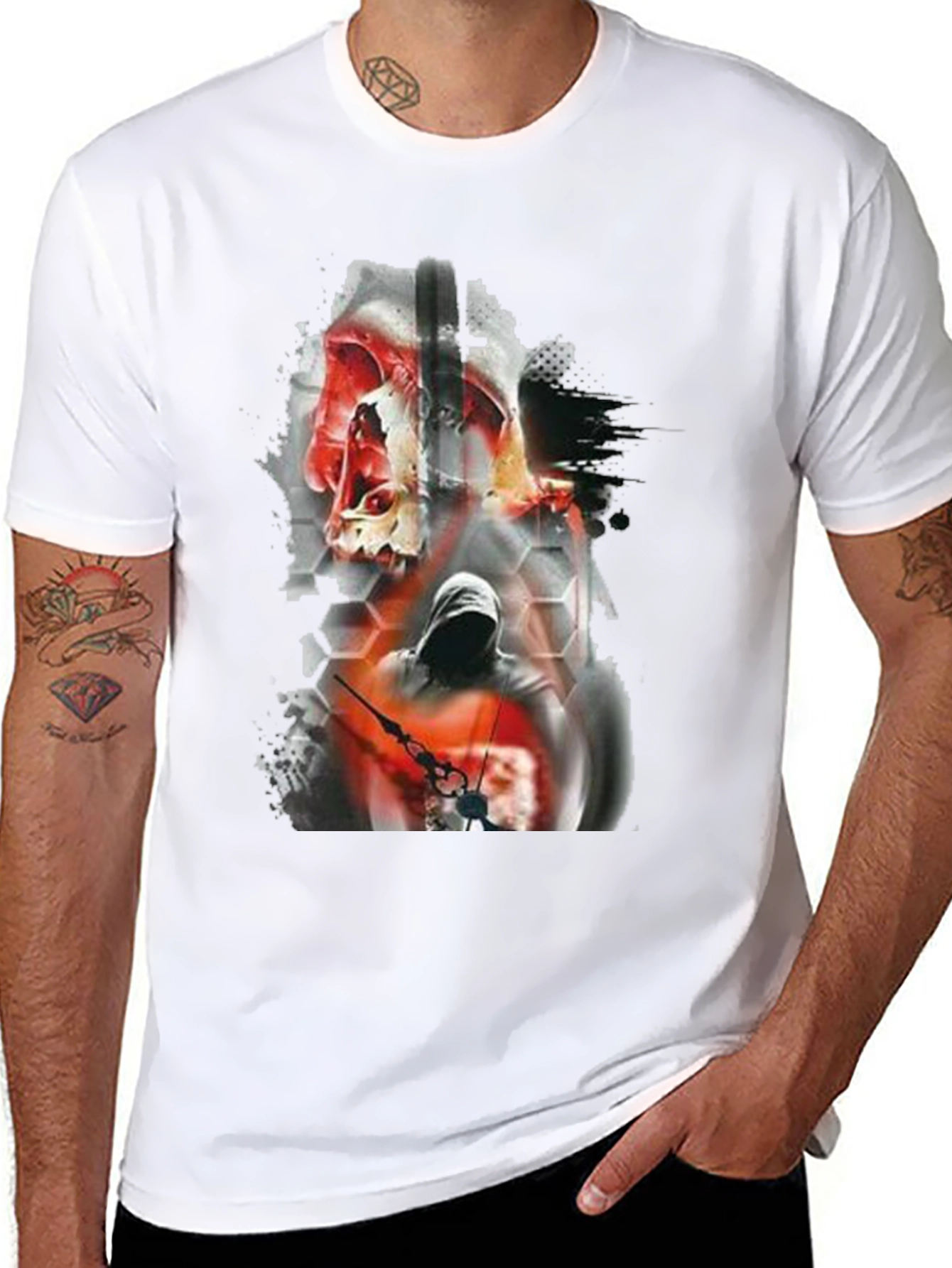 Skull & Hooded Figure Graphic Tee