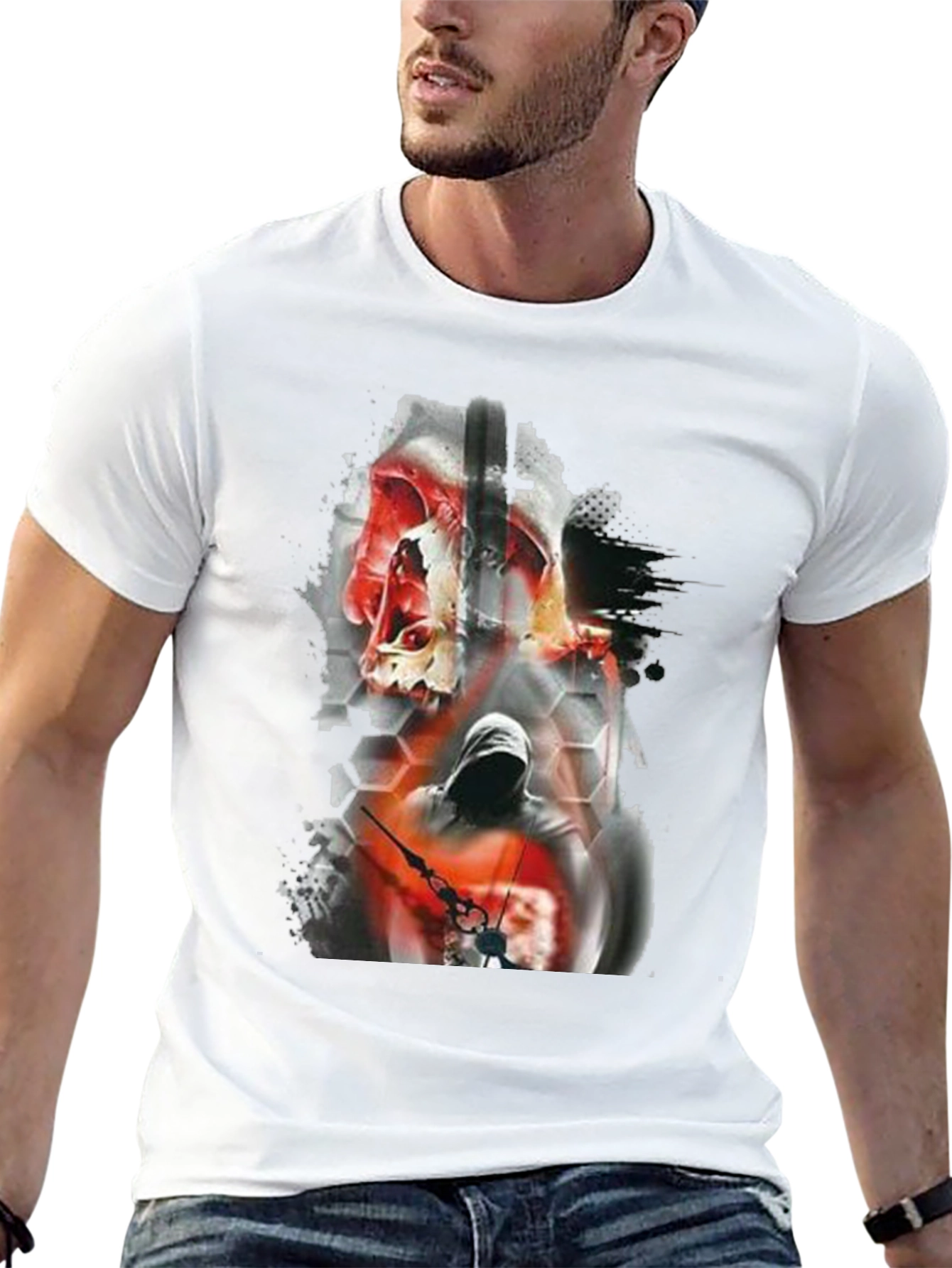 Skull & Hooded Figure Graphic Tee