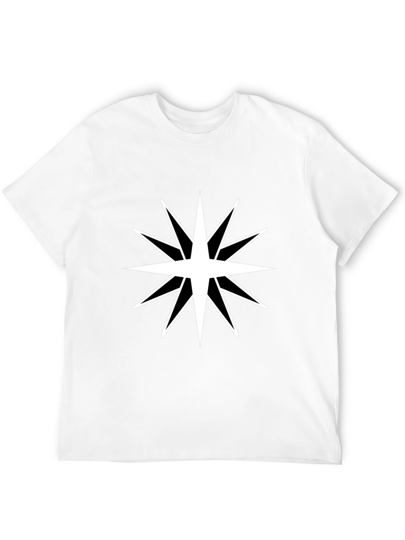 Mens Black T-Shirt with White Star Design