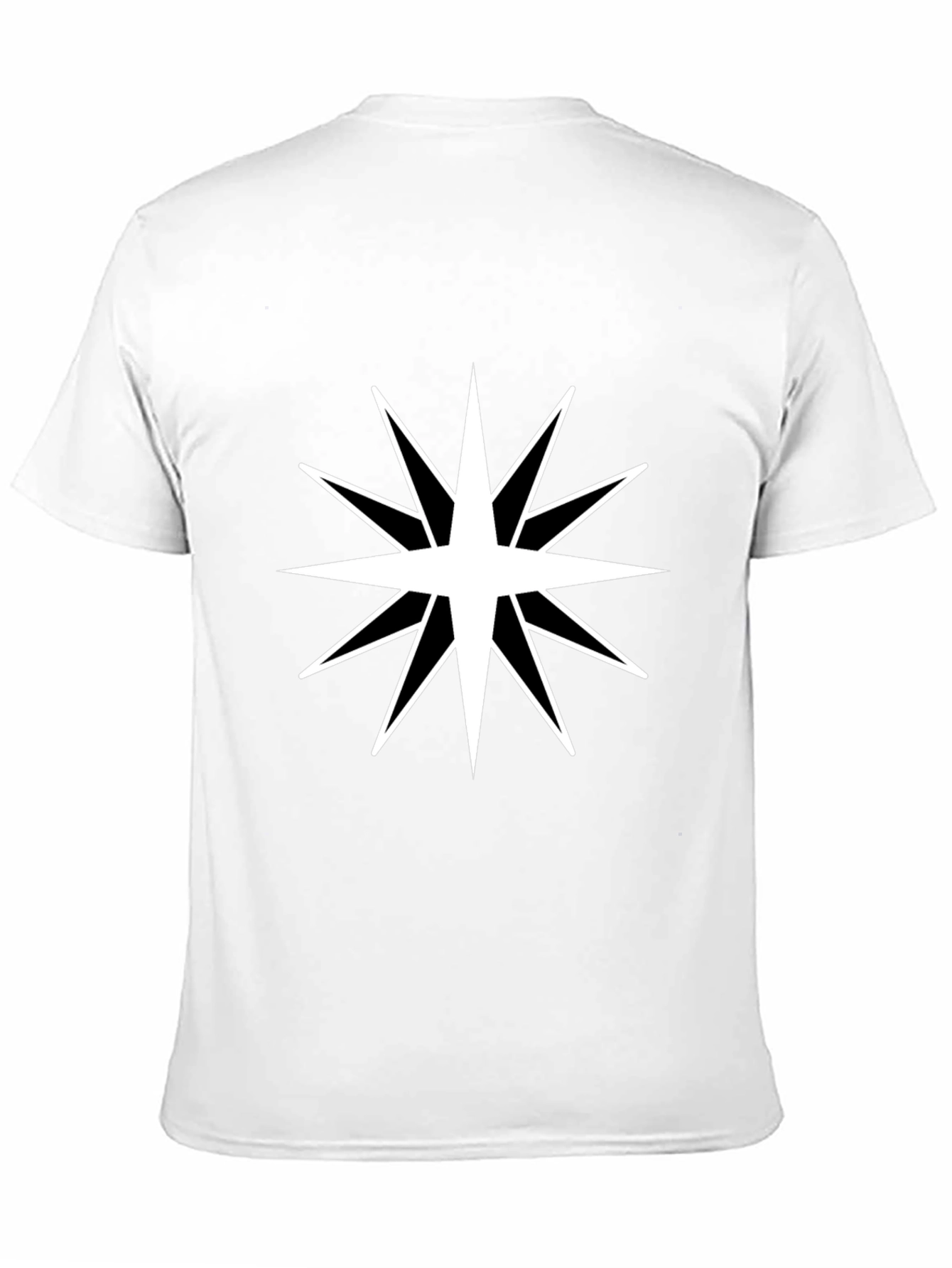 Mens Black T-Shirt with White Star Design
