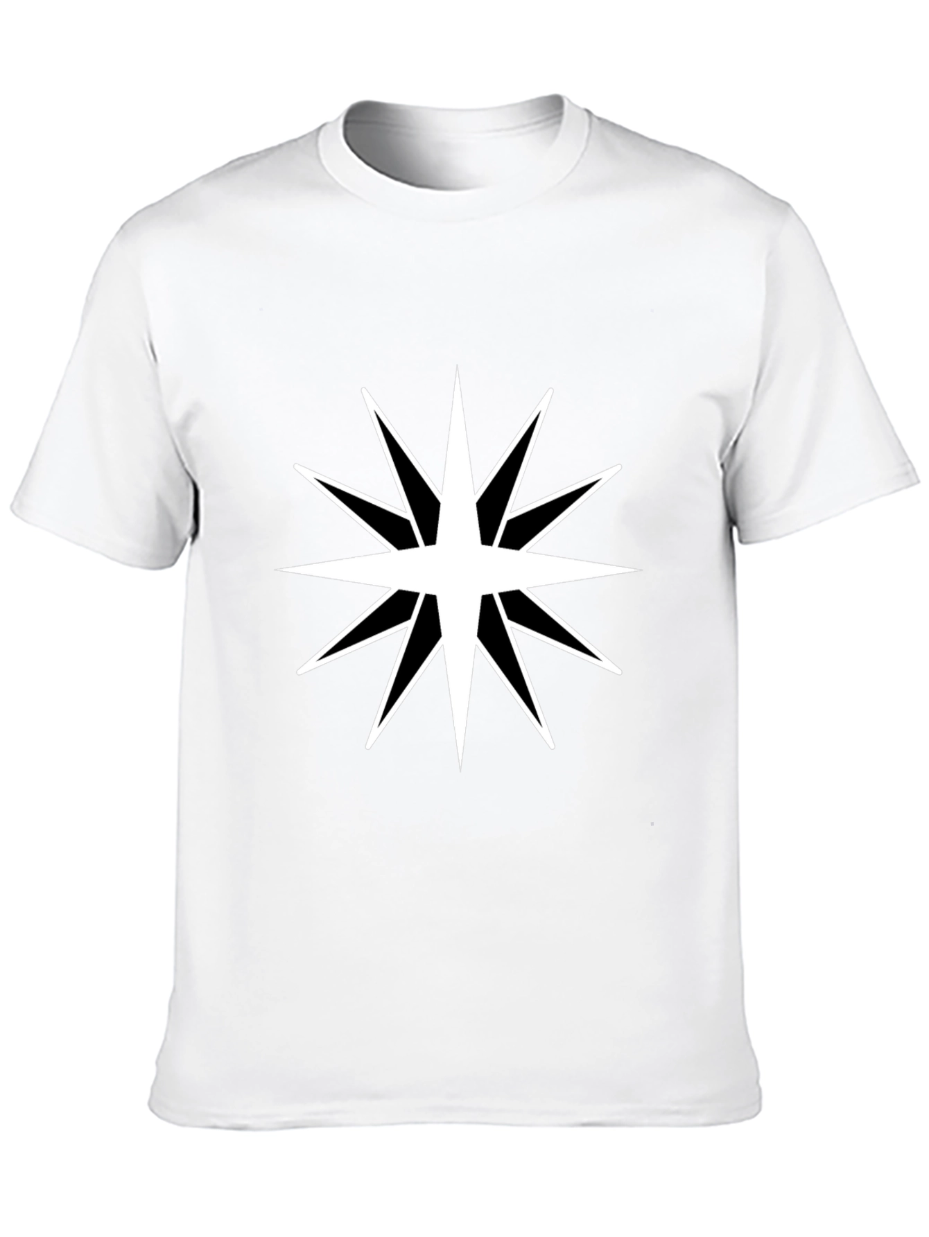 Mens Black T-Shirt with White Star Design