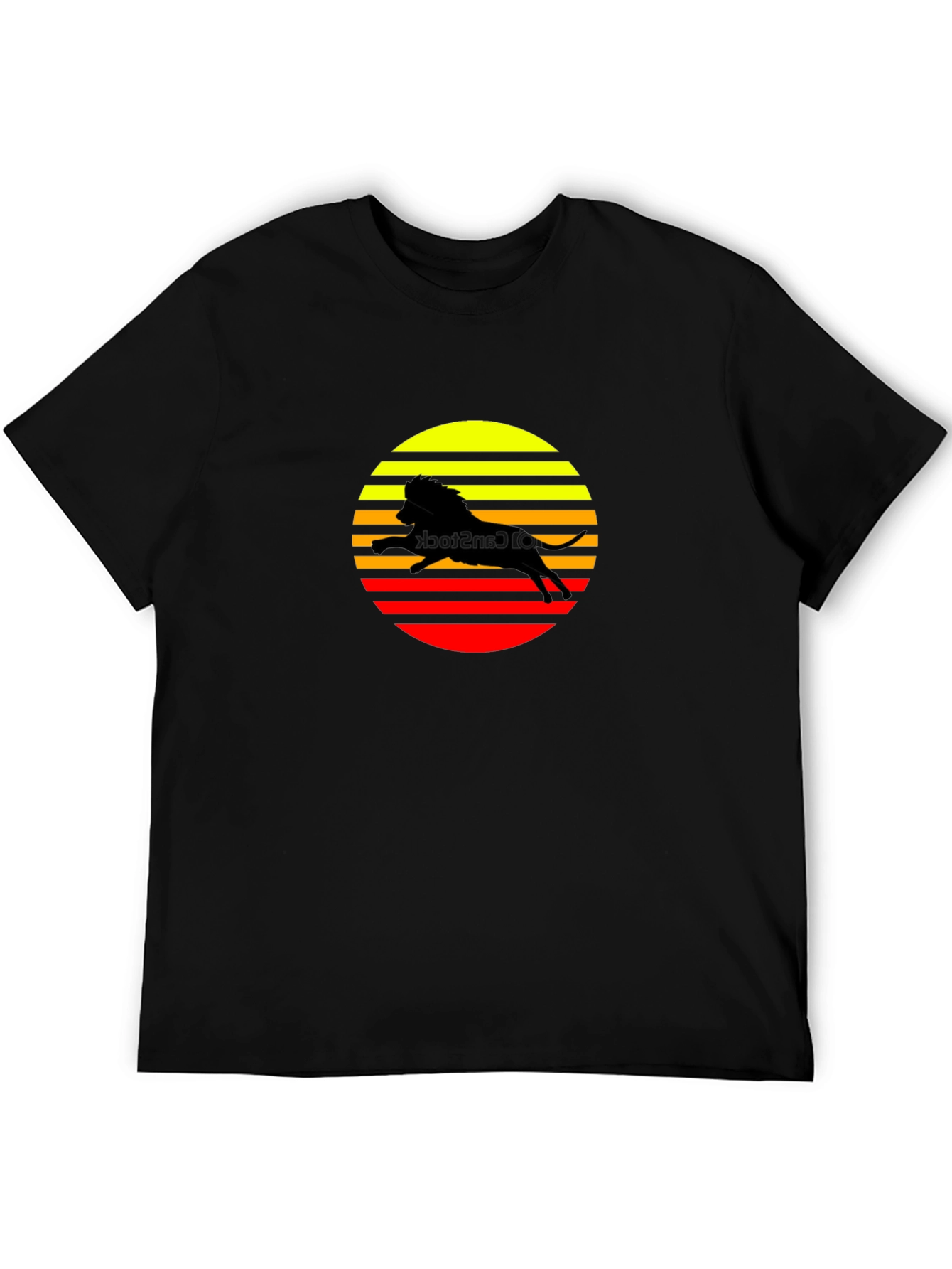 Retro Lion Sunset Graphic T-Shirt - Black