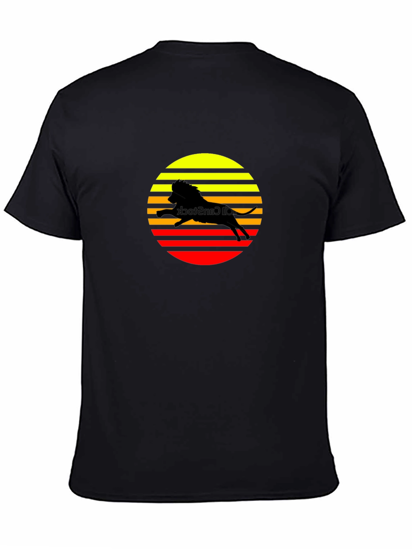 Retro Lion Sunset Graphic T-Shirt - Black