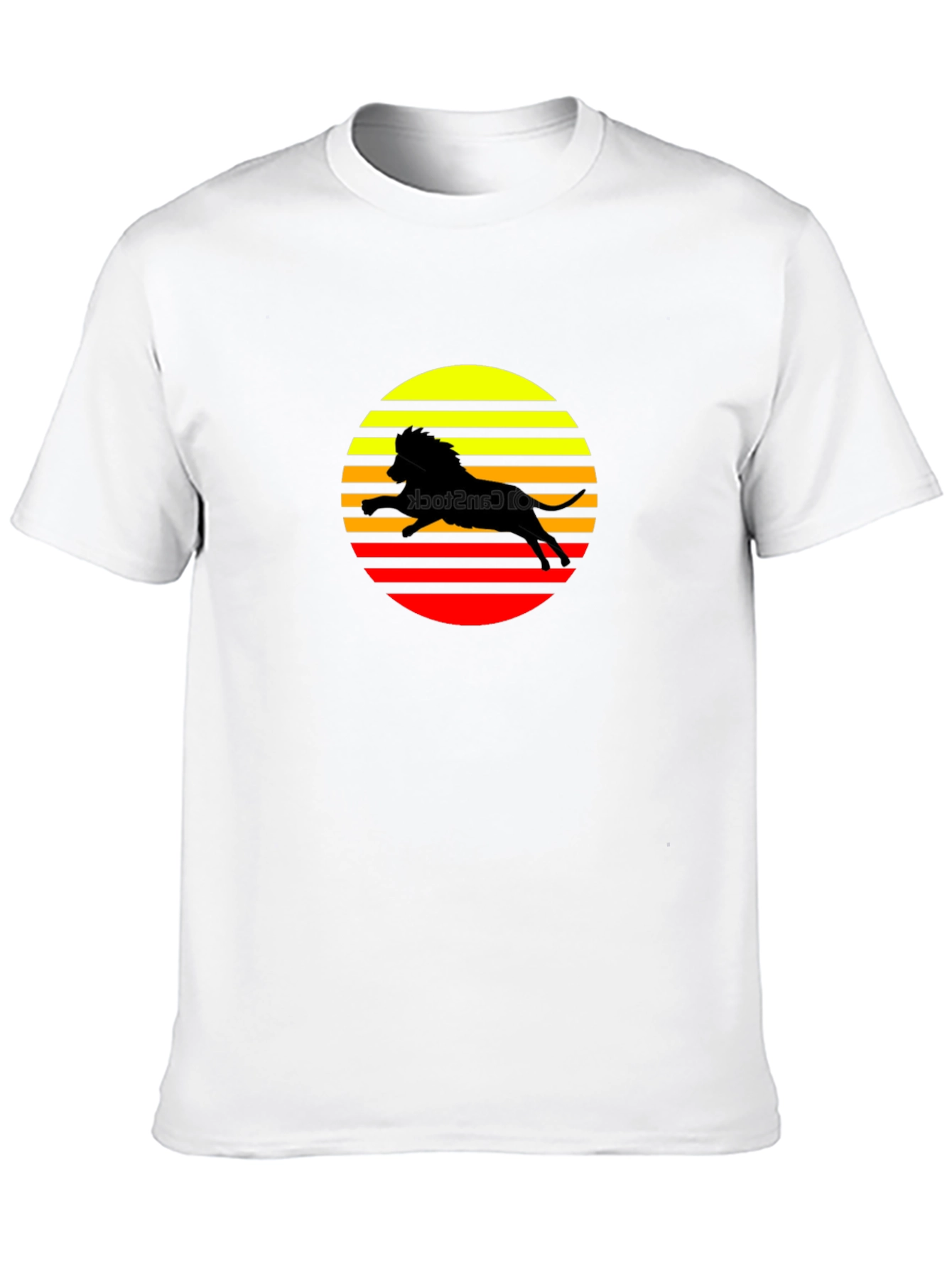 Retro Lion Sunset Graphic T-Shirt - Black