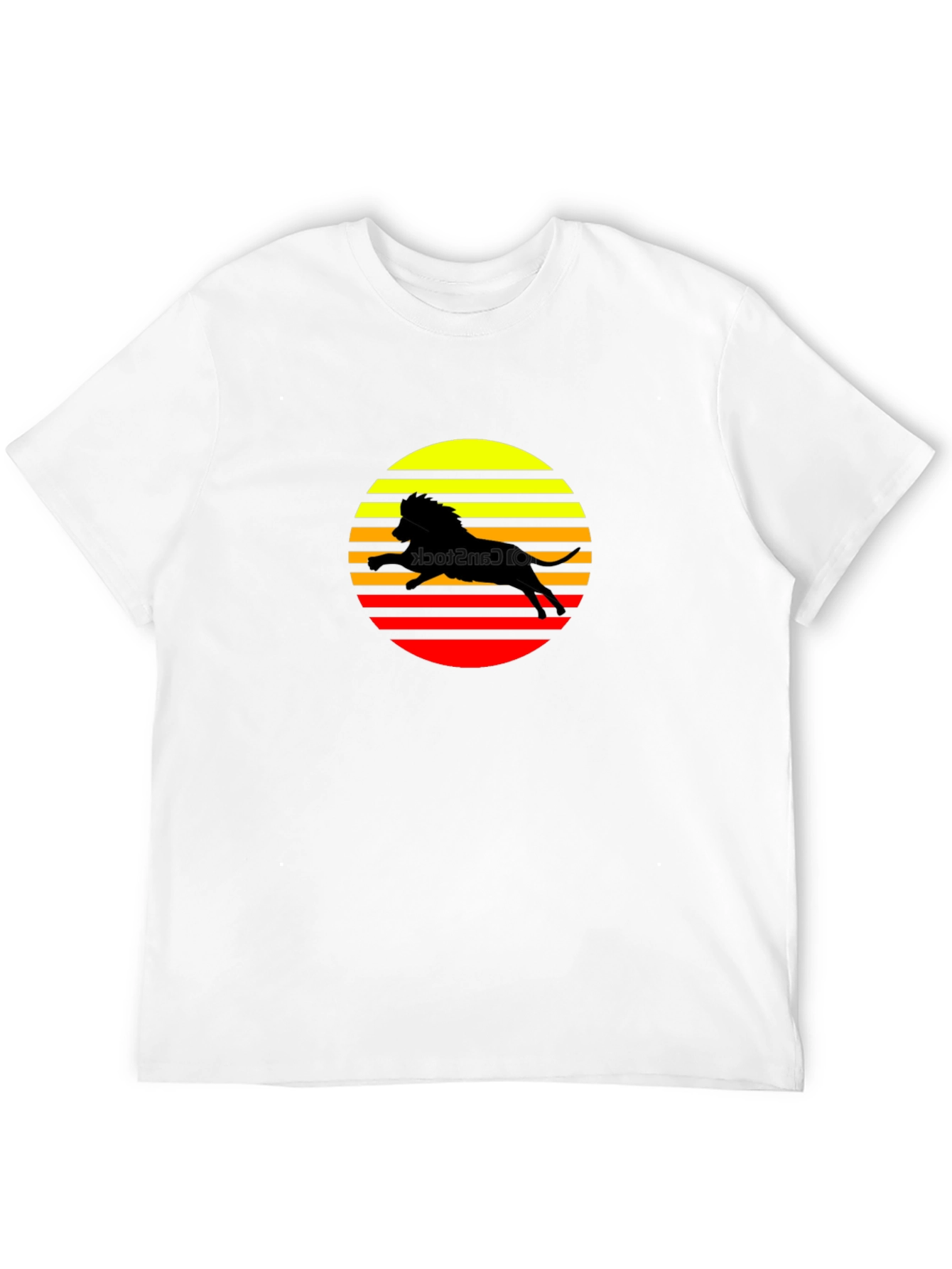 Retro Lion Sunset Graphic T-Shirt - Black