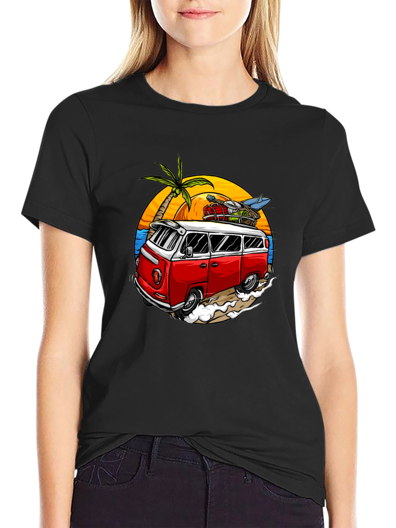 Retro Surf Van Graphic Tee - Beach Vibes