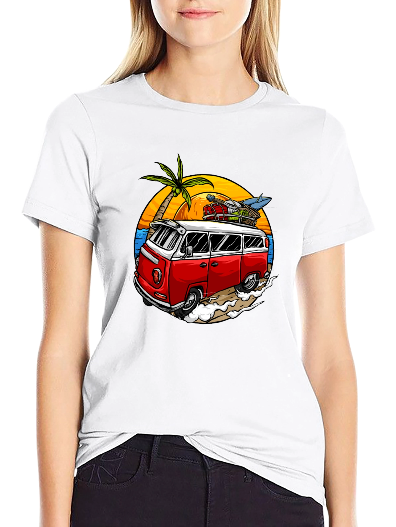 Retro Surf Van Graphic Tee - Beach Vibes