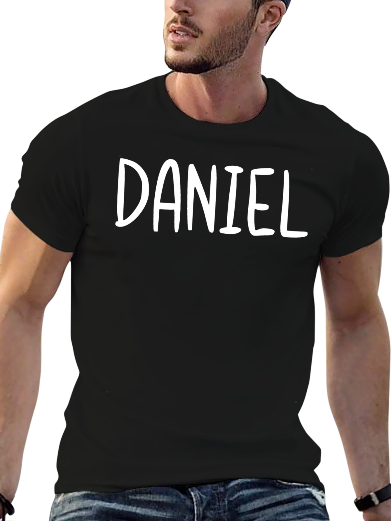 Personalized Daniel Printed Black T-Shirt