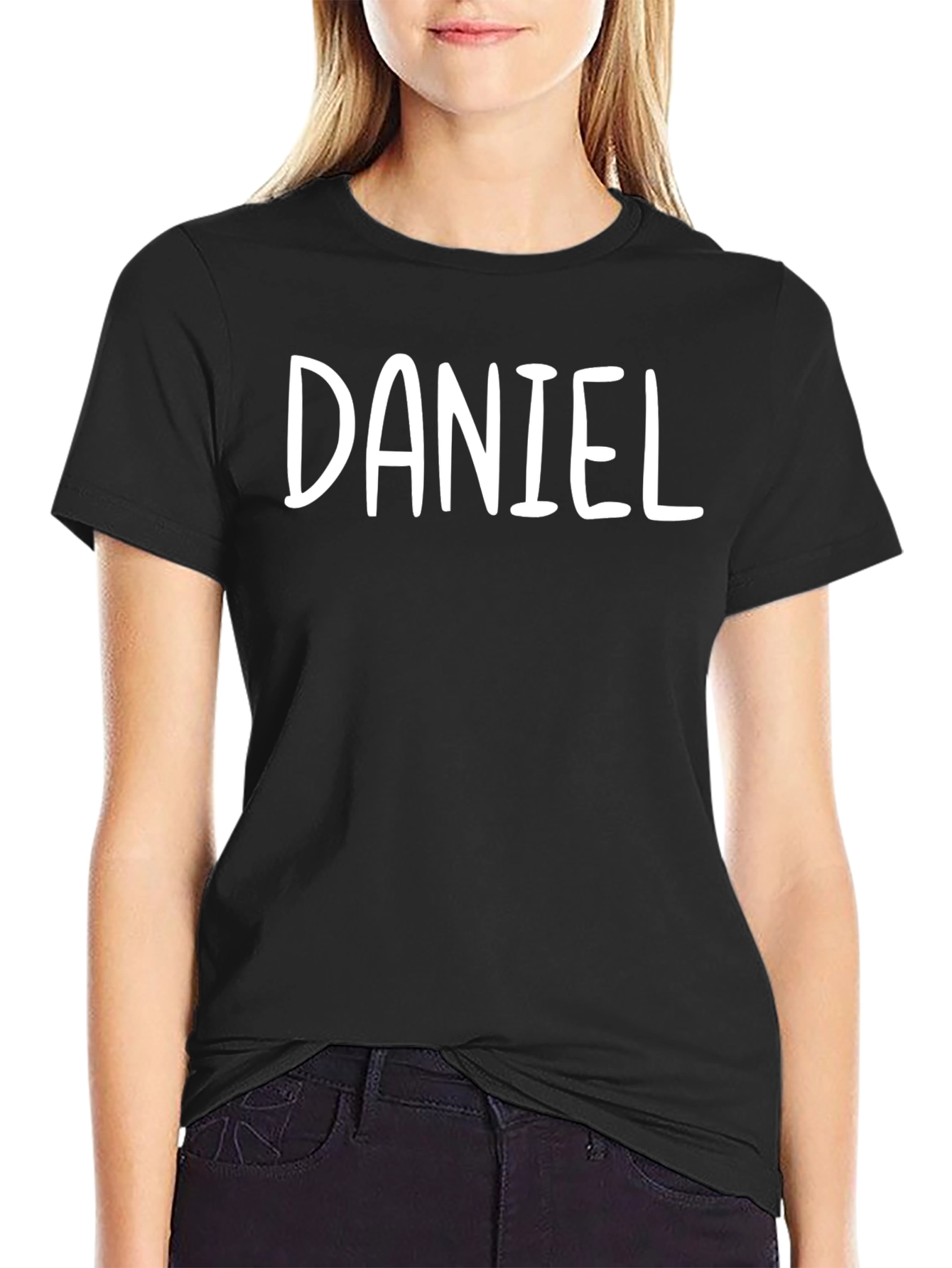Personalized Daniel Printed Black T-Shirt