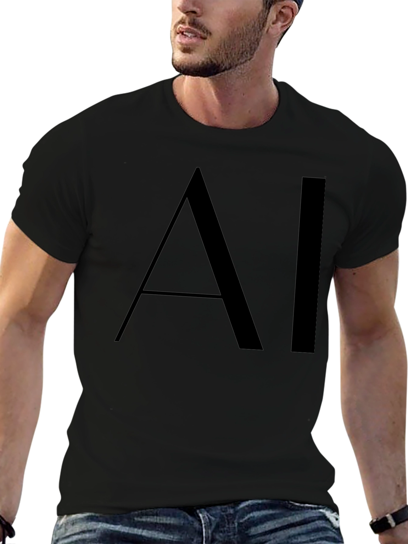 AI Graphic Black T-Shirt - Modern Design