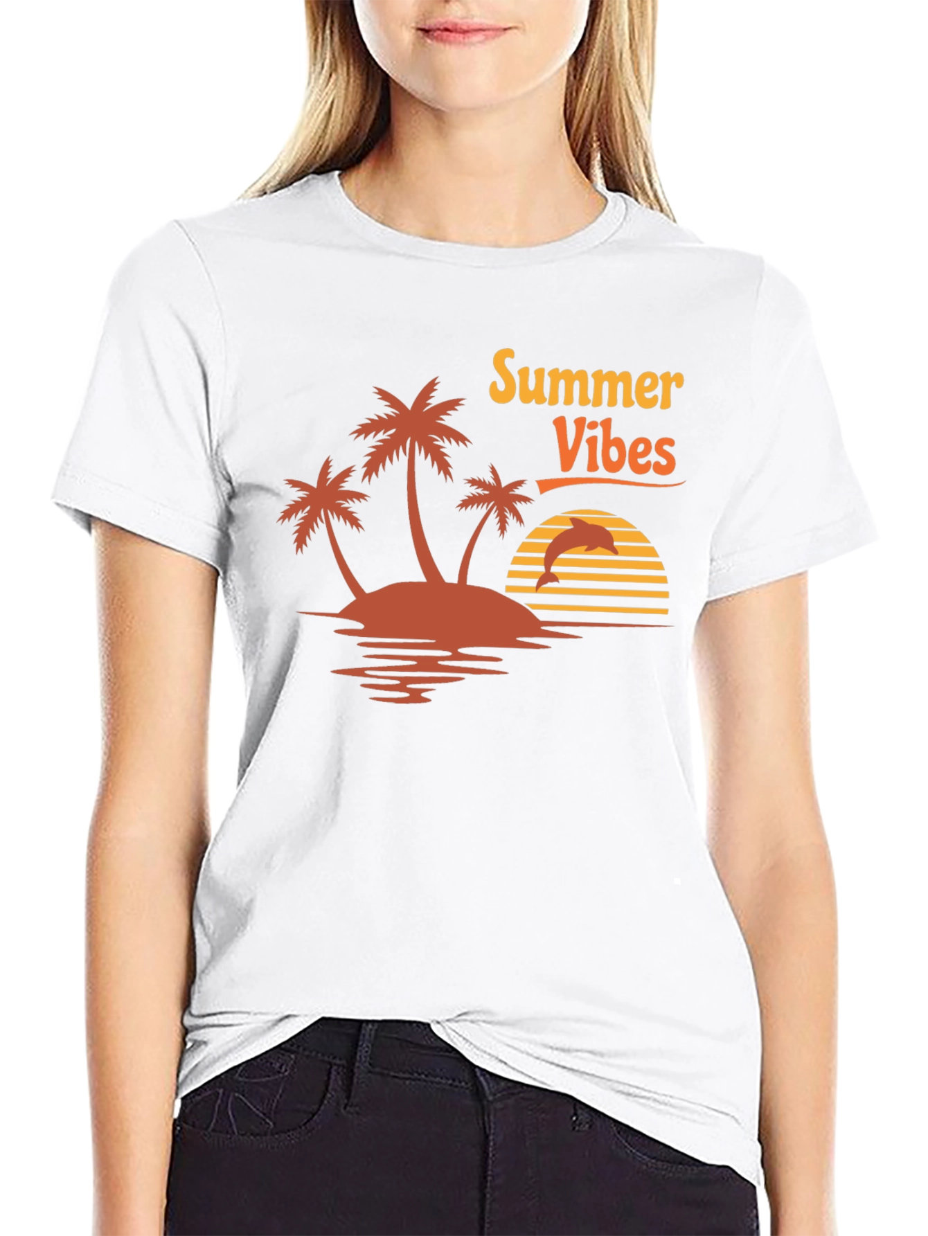 Summer Vibes Graphic Tee - Island Palm Tree Design