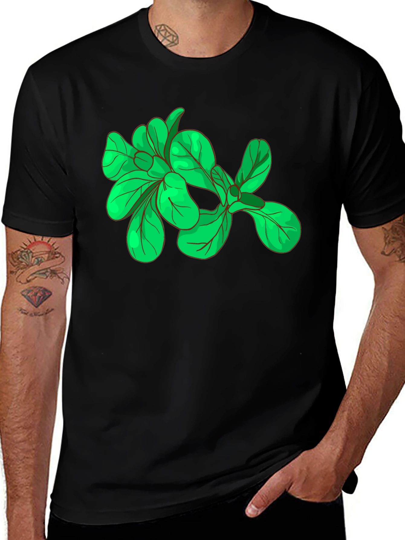 Leaf Graphic Black T-Shirt