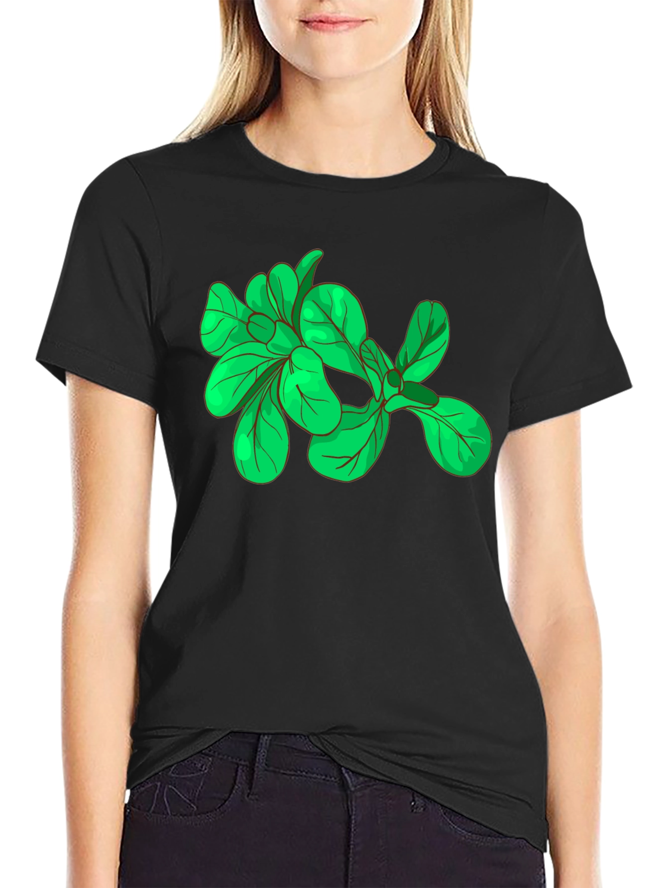 Leaf Graphic Black T-Shirt