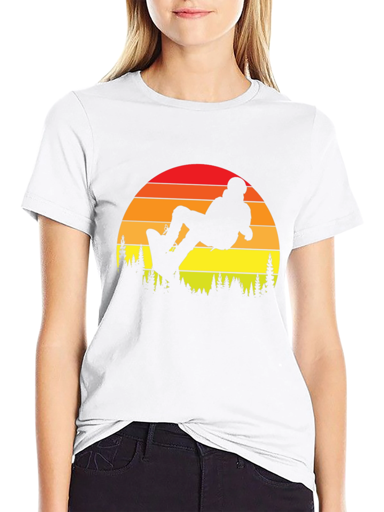 Snowboard Sunset Graphic Tee - Black Cotton T-Shirt