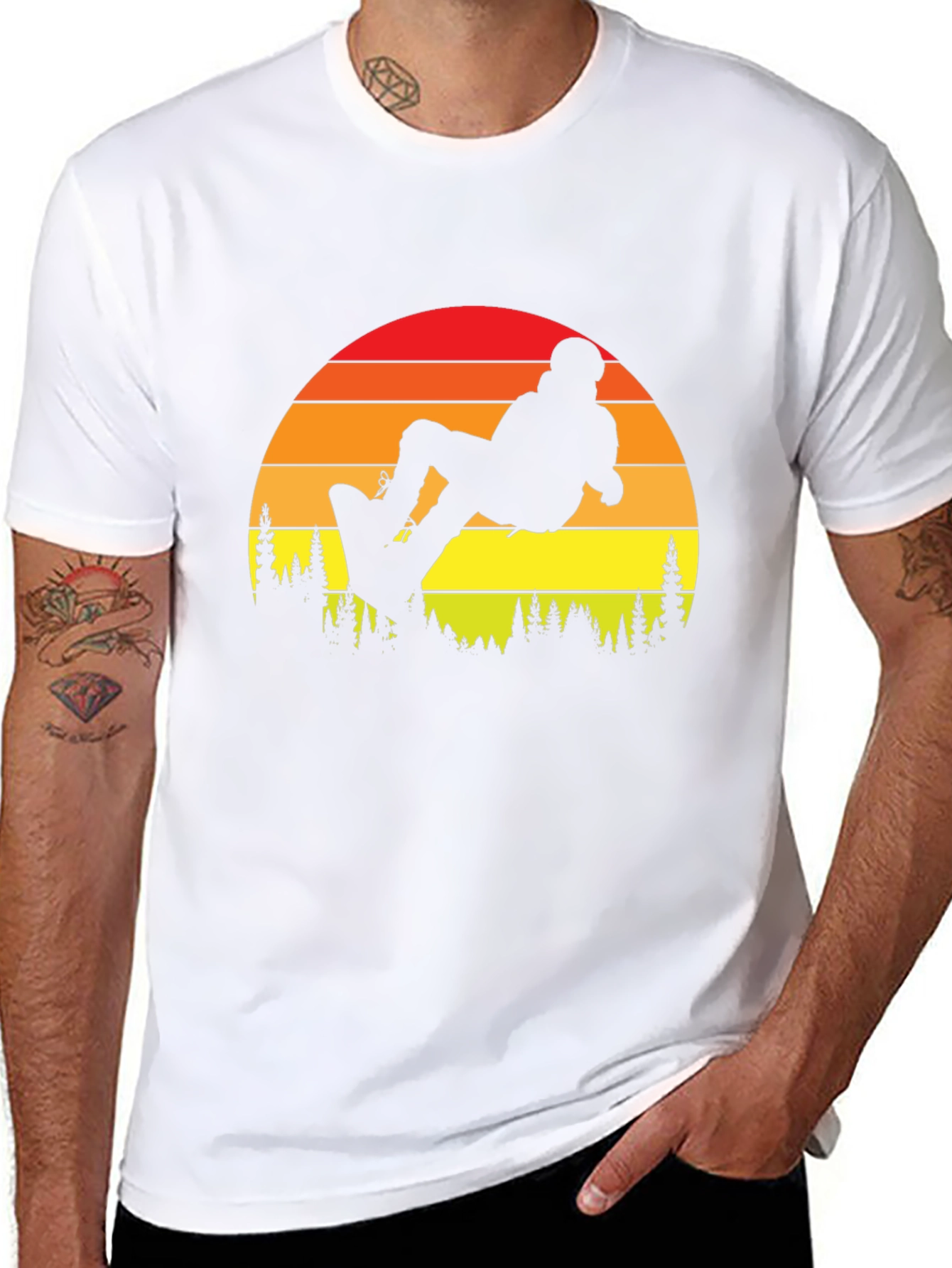 Snowboard Sunset Graphic Tee - Black Cotton T-Shirt