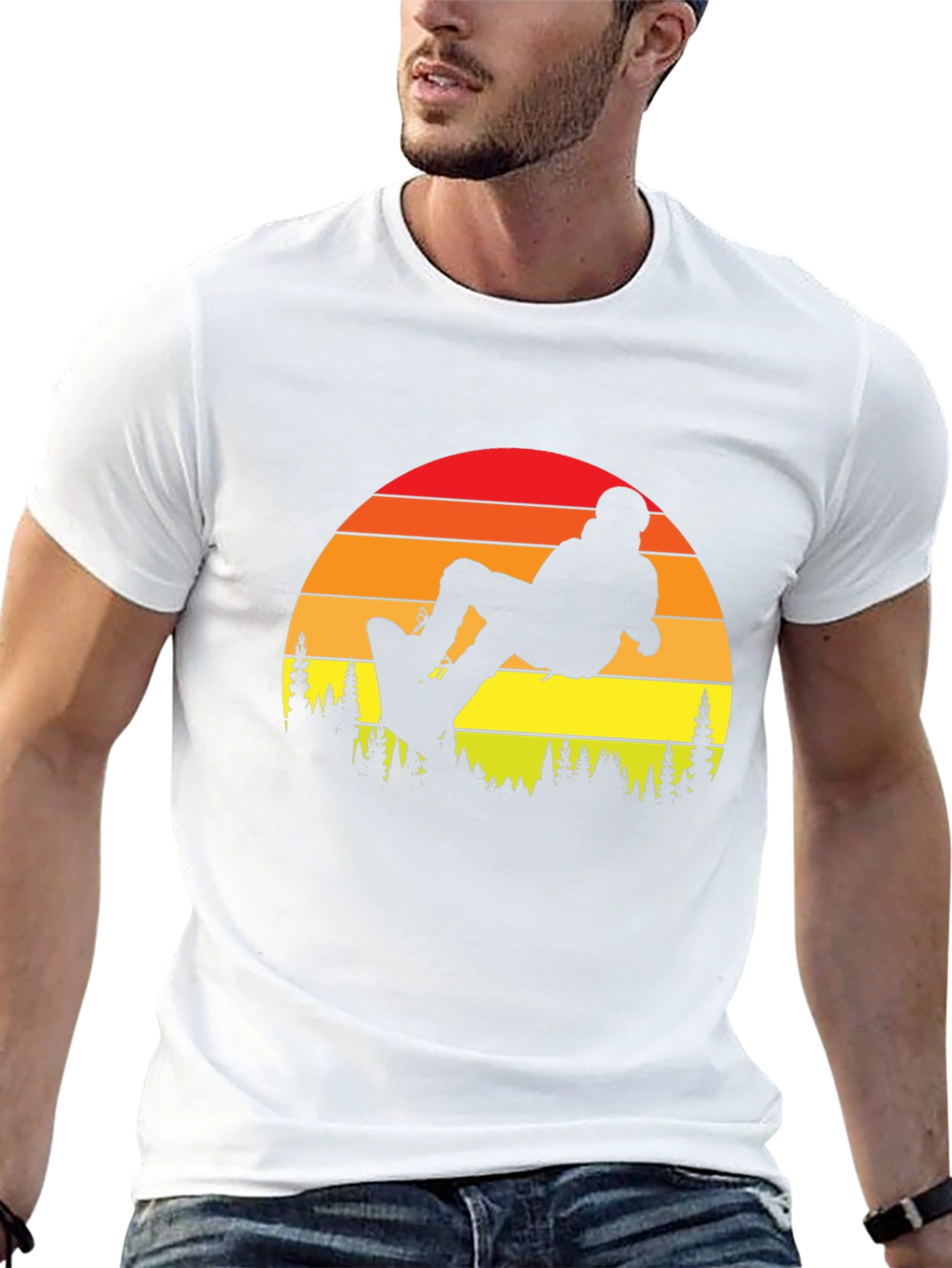 Snowboard Sunset Graphic Tee - Black Cotton T-Shirt