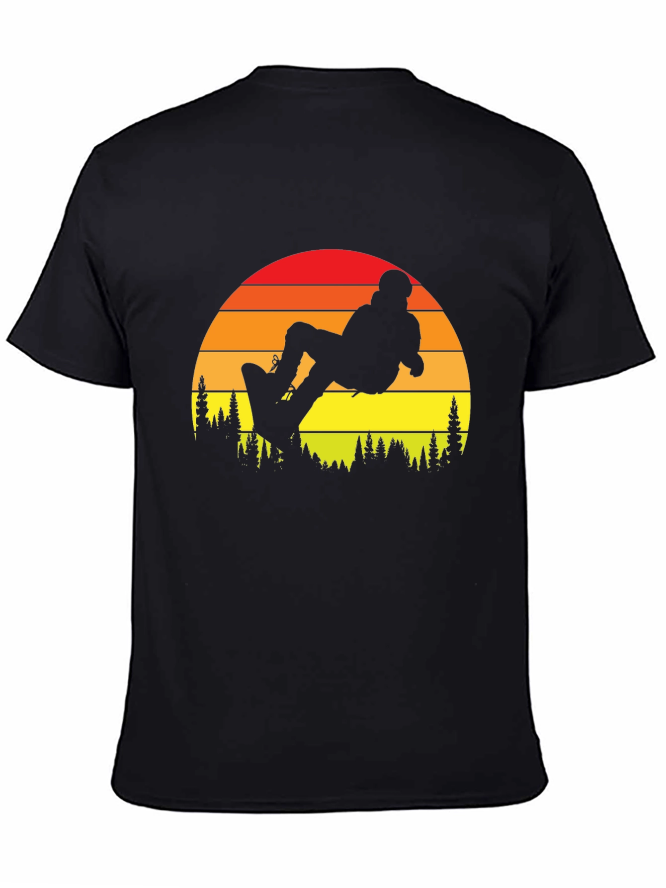 Snowboard Sunset Graphic Tee - Black Cotton T-Shirt