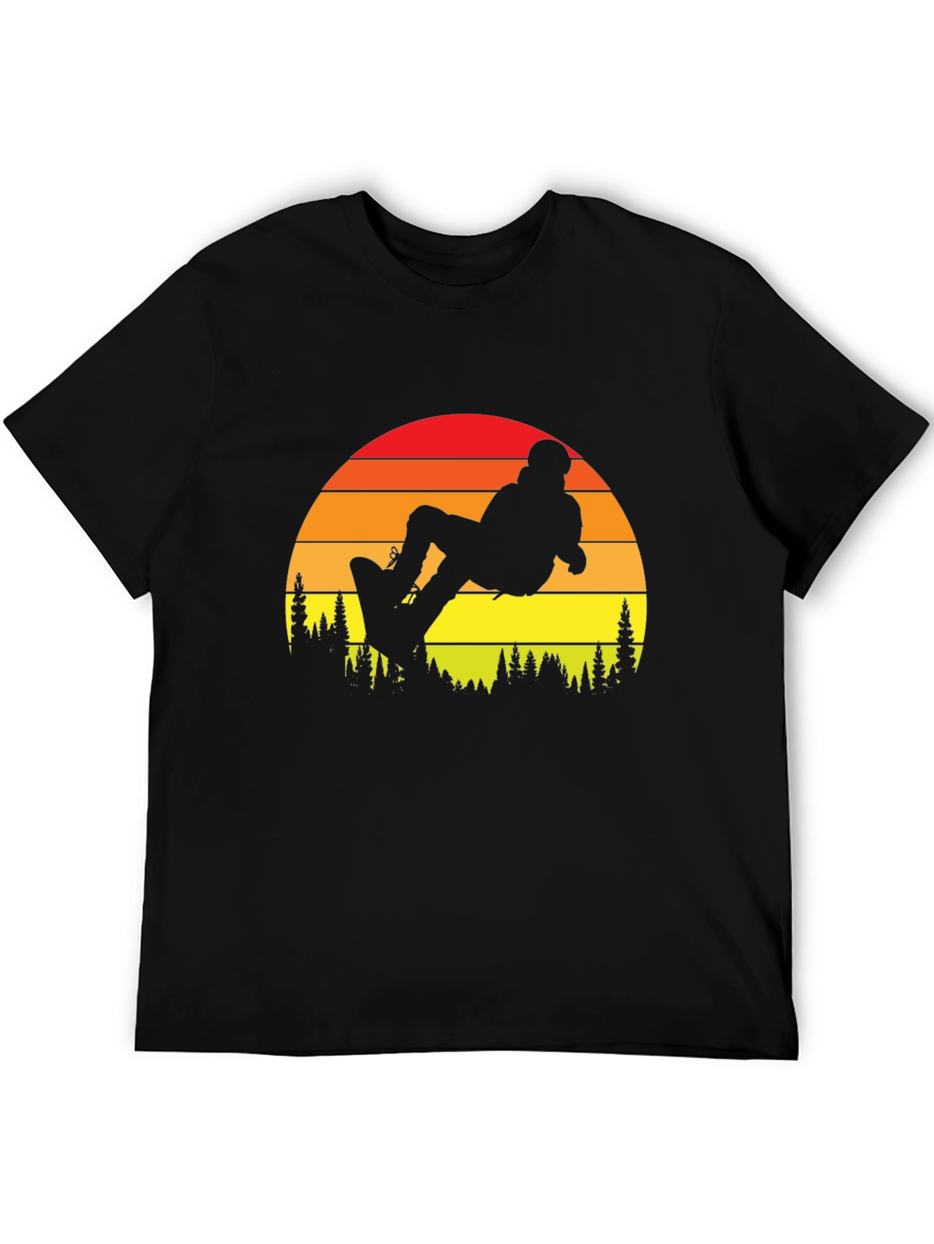 Snowboard Sunset Graphic Tee - Black Cotton T-Shirt