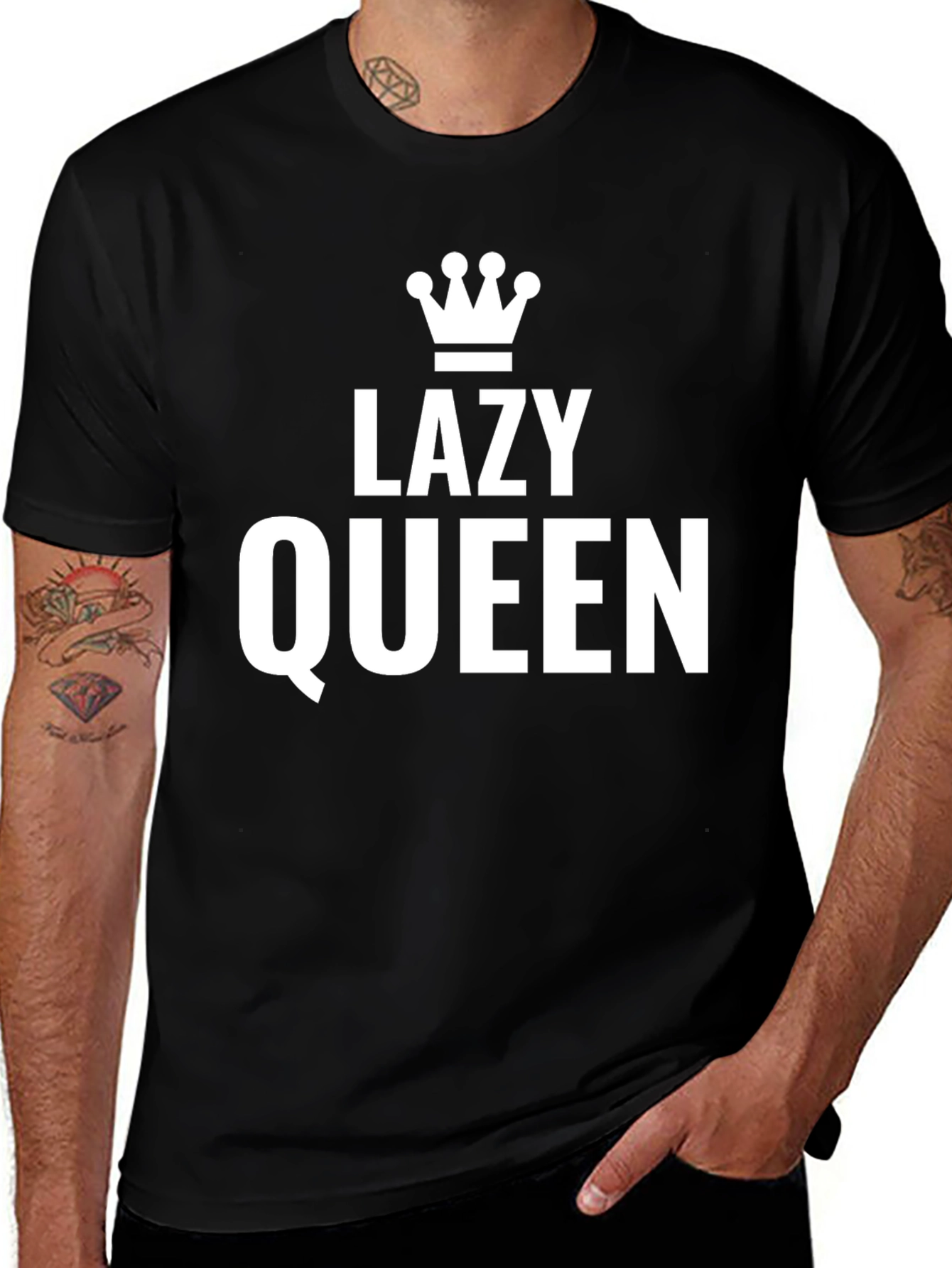 Lazy Queen Graphic Tee - Unisex Black T-Shirt