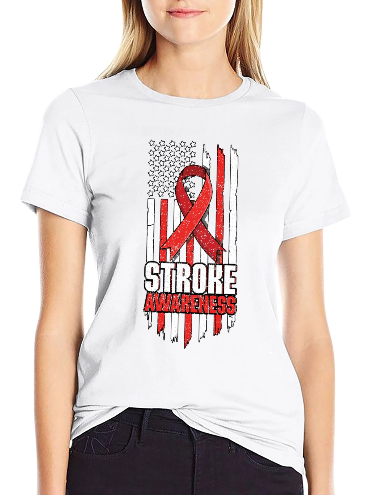 Stroke Awareness American Flag T-Shirt