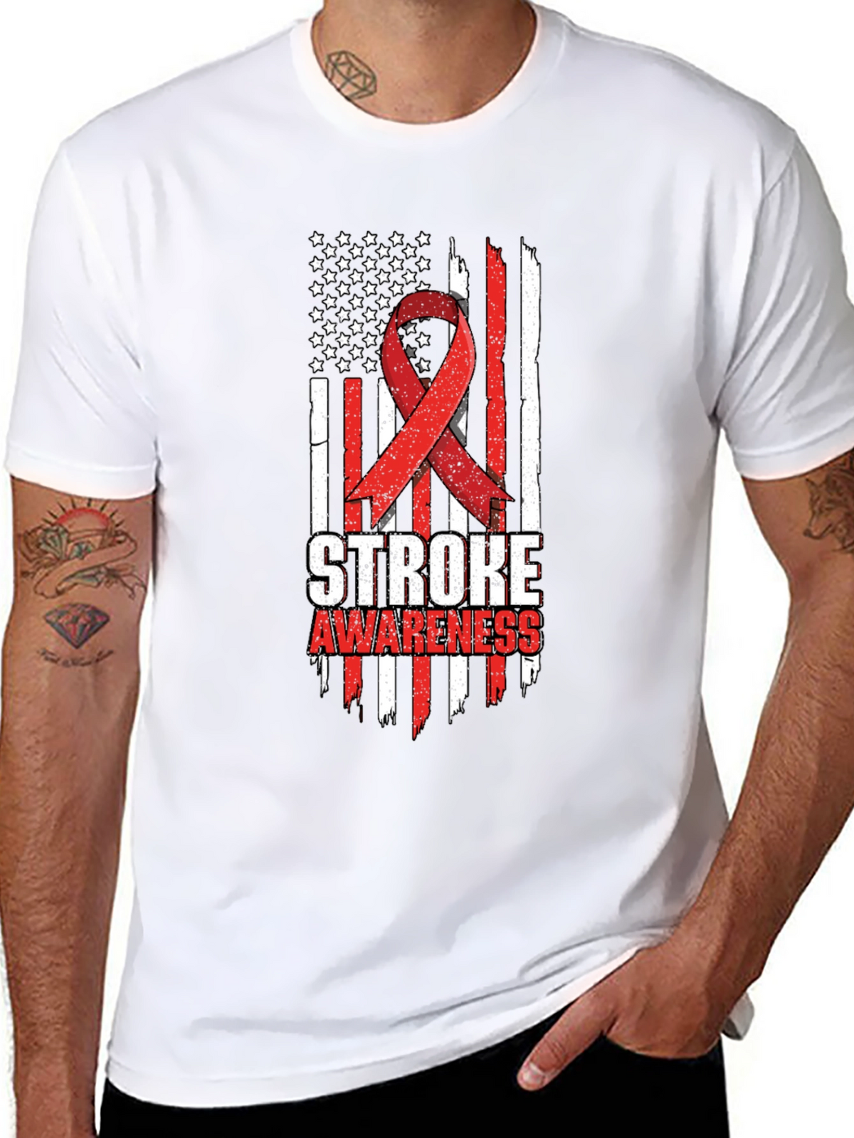 Stroke Awareness American Flag T-Shirt