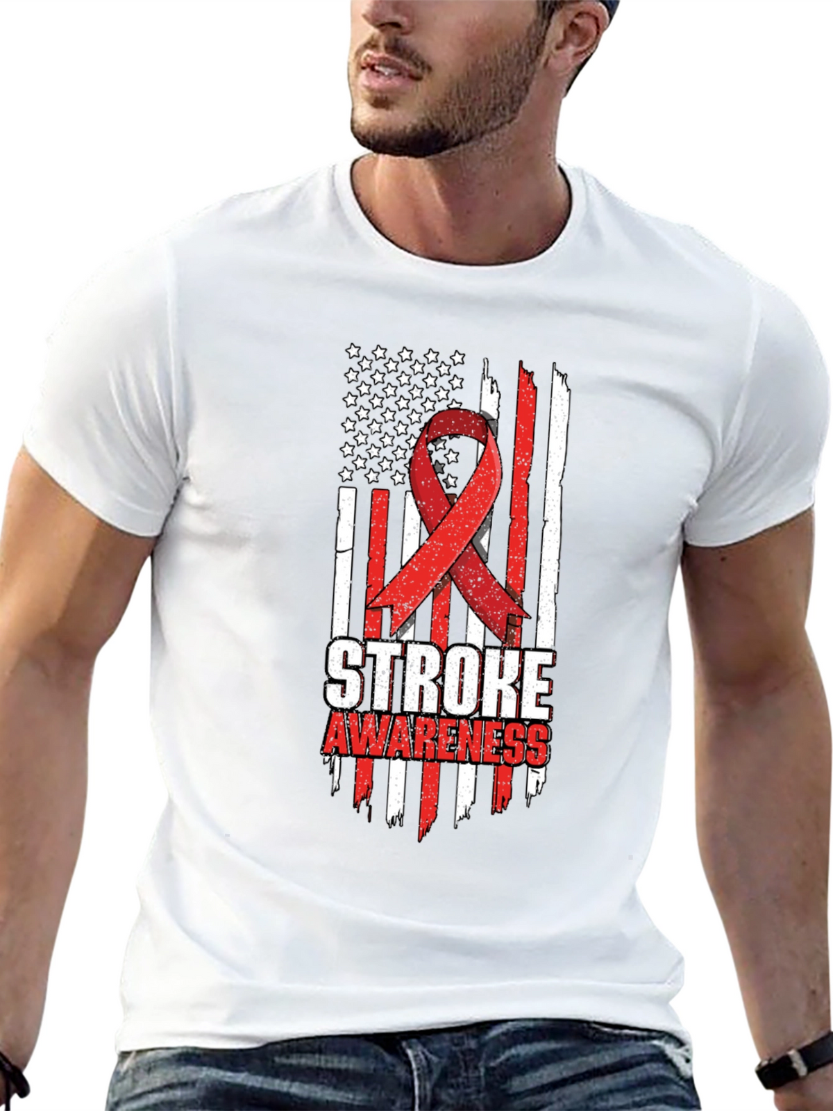 Stroke Awareness American Flag T-Shirt