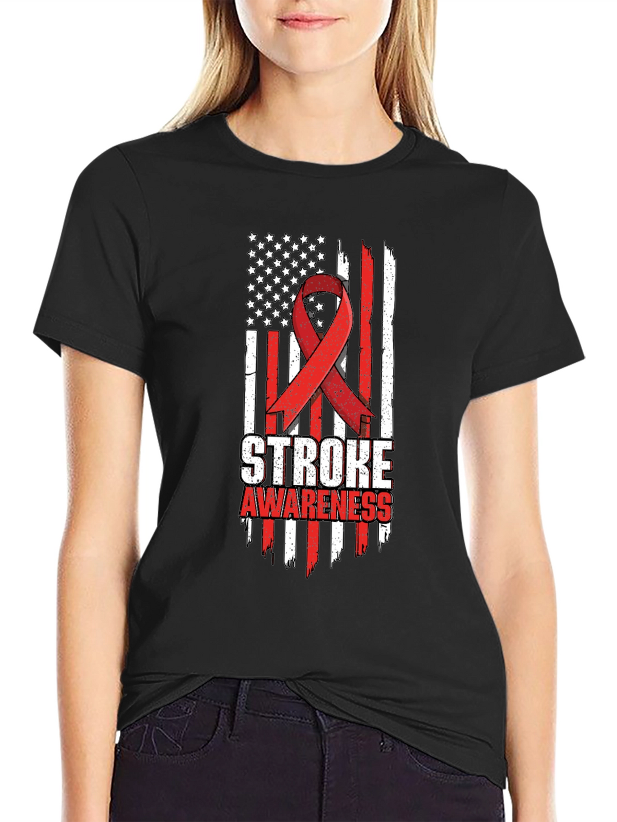 Stroke Awareness American Flag T-Shirt