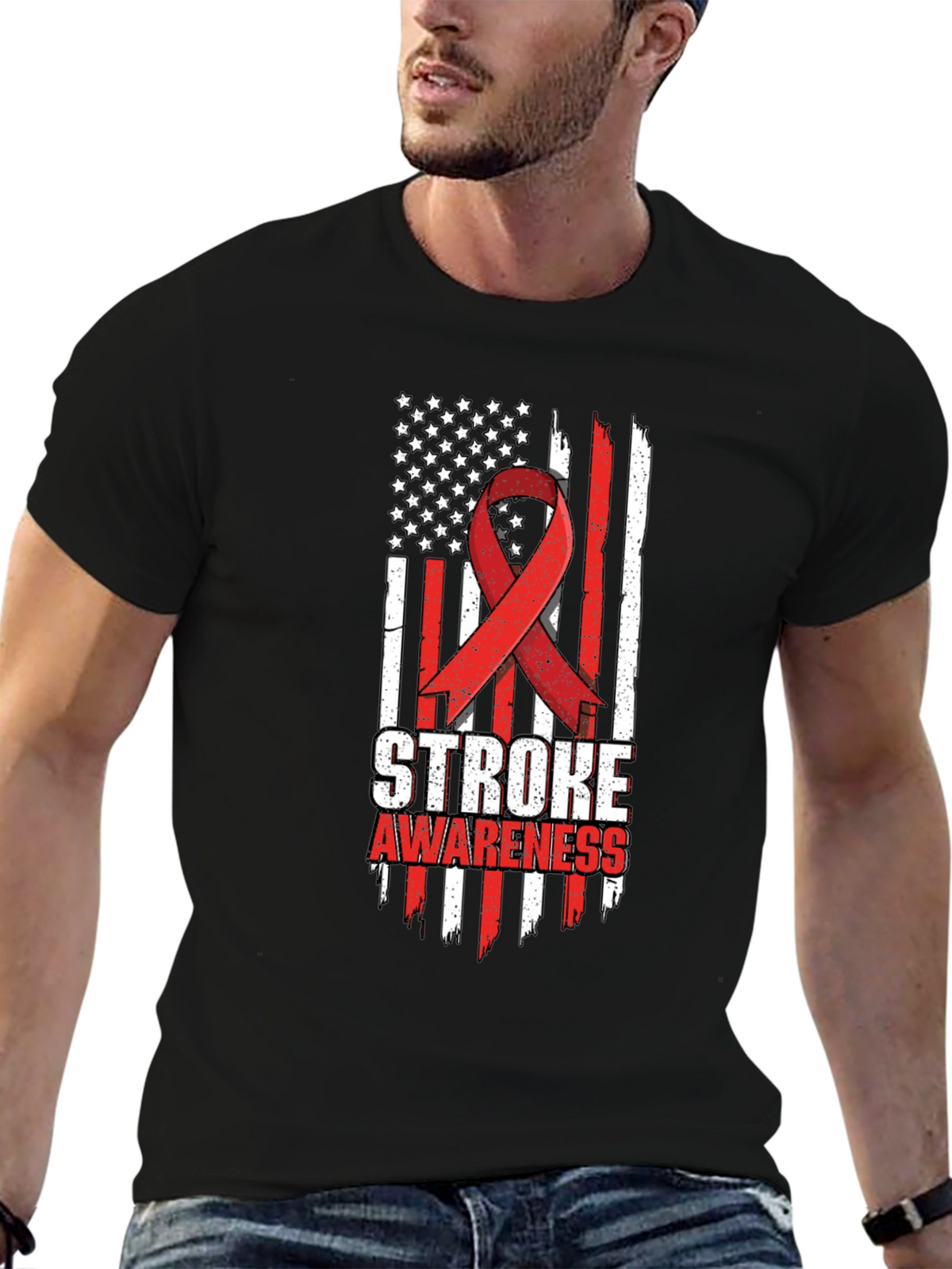 Stroke Awareness American Flag T-Shirt