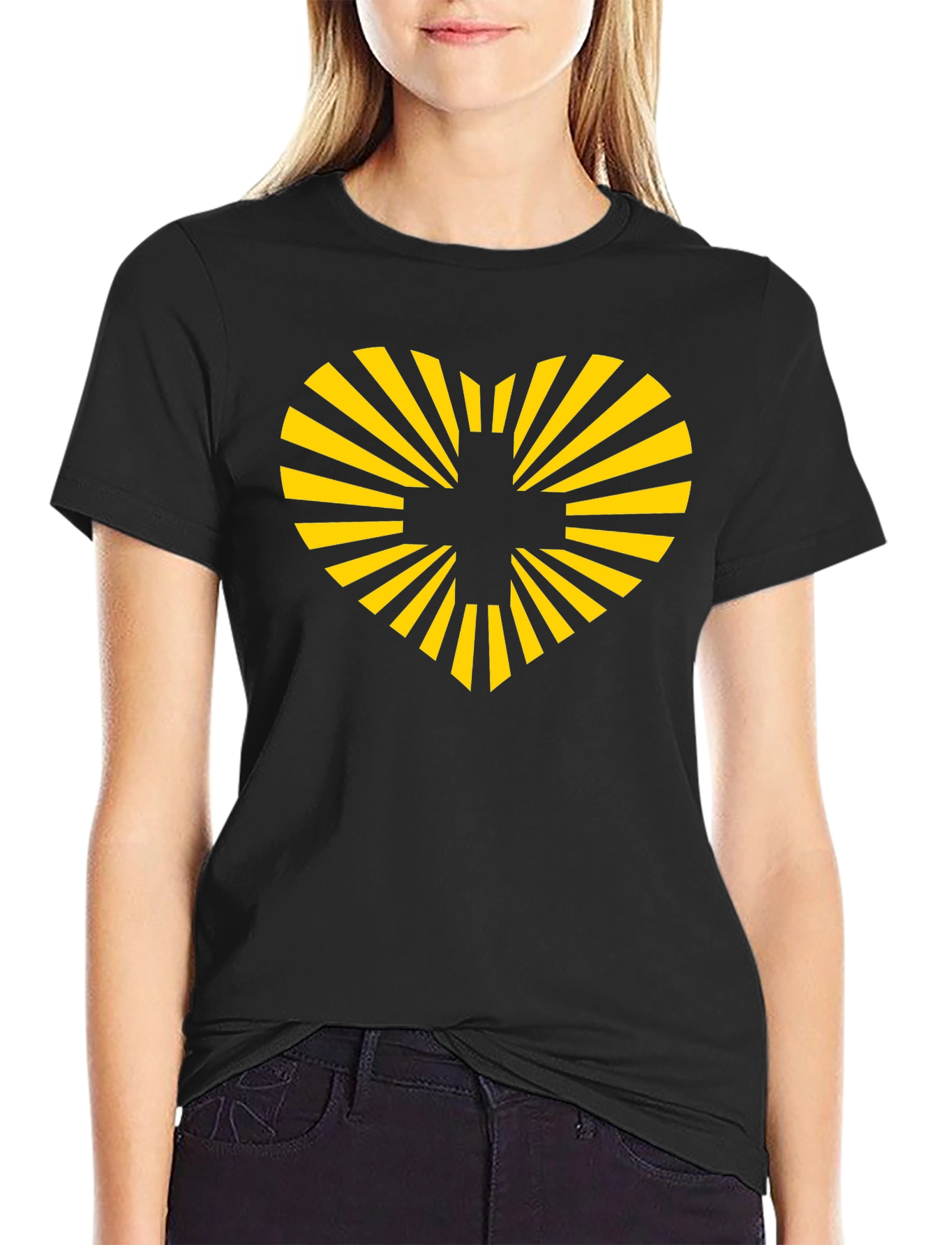 Heart & Rays Black Graphic Tee