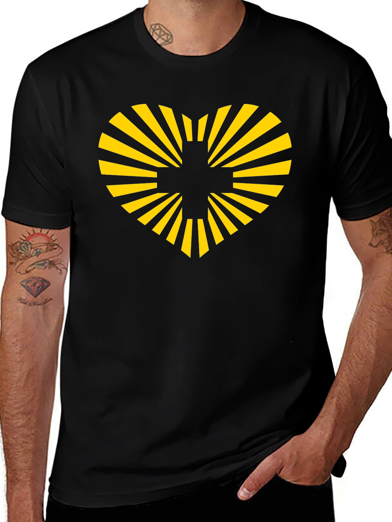 Heart & Rays Black Graphic Tee