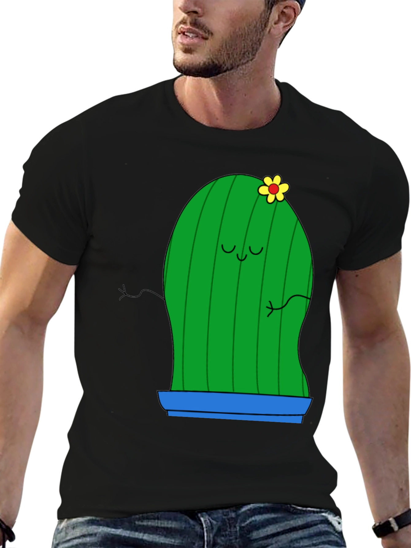 Cute Cactus Graphic Tee - Unisex Black T-Shirt