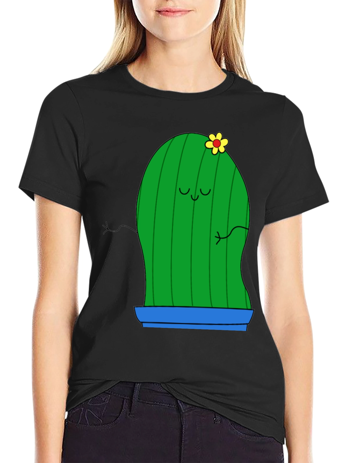 Cute Cactus Graphic Tee - Unisex Black T-Shirt