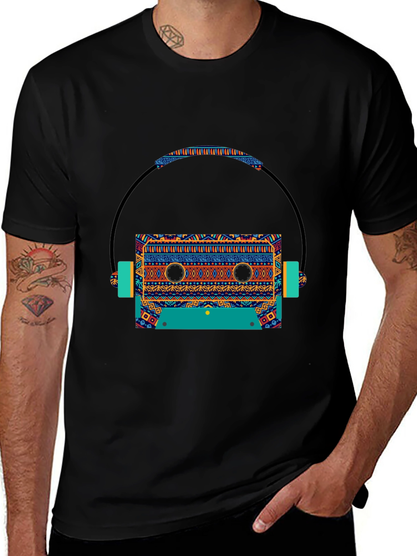 Retro Cassette & Headphone Graphic Tee
