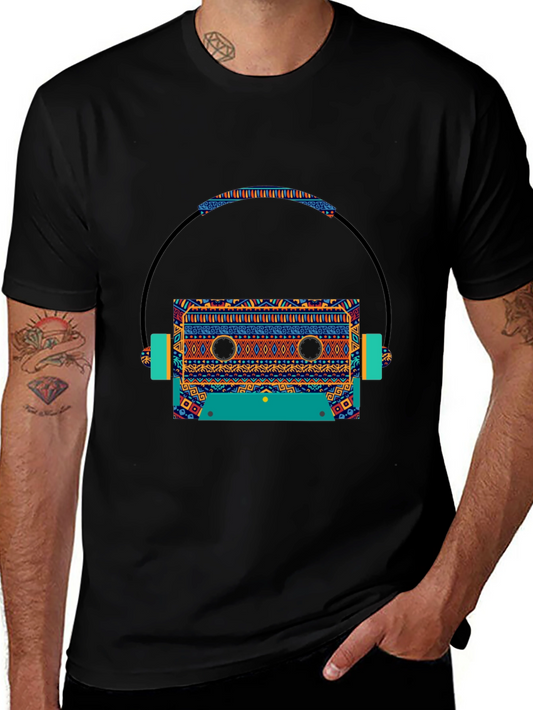Retro Cassette & Headphone Graphic Tee