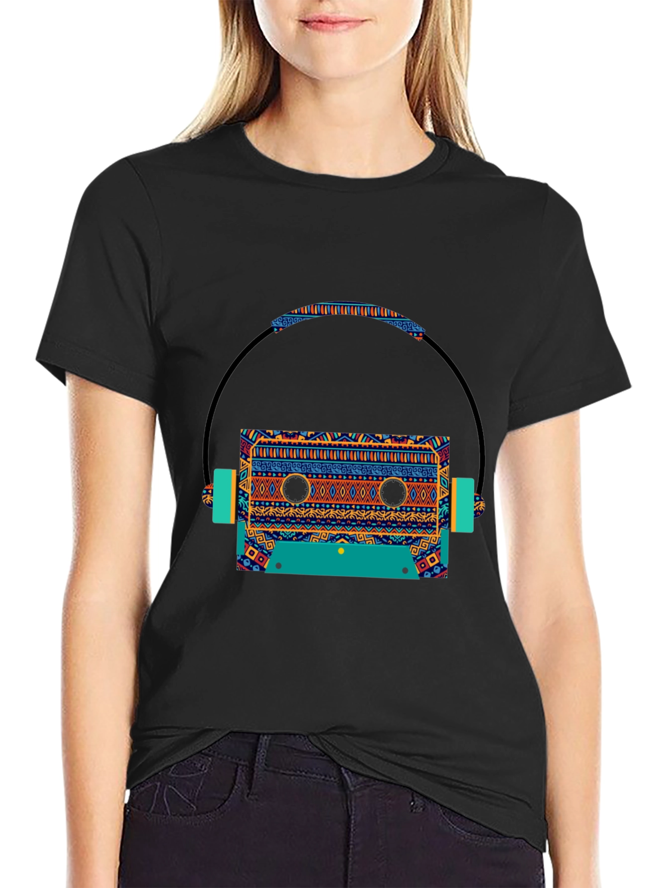 Retro Cassette & Headphone Graphic Tee