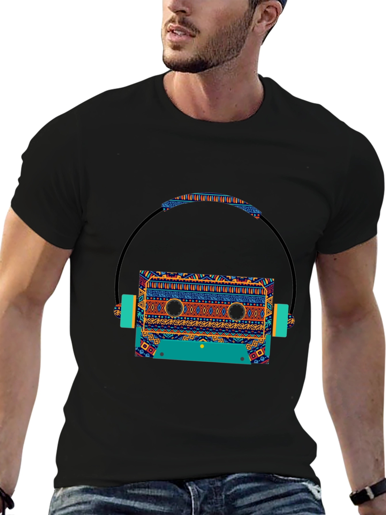 Retro Cassette & Headphone Graphic Tee