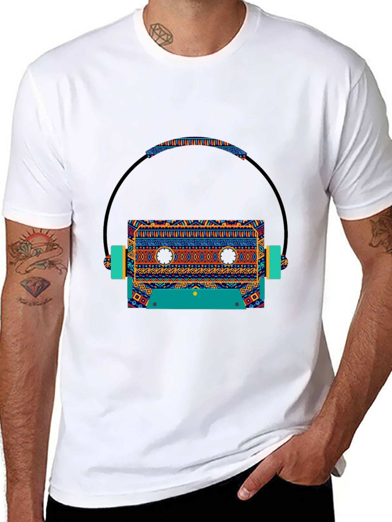 Retro Cassette & Headphone Graphic Tee