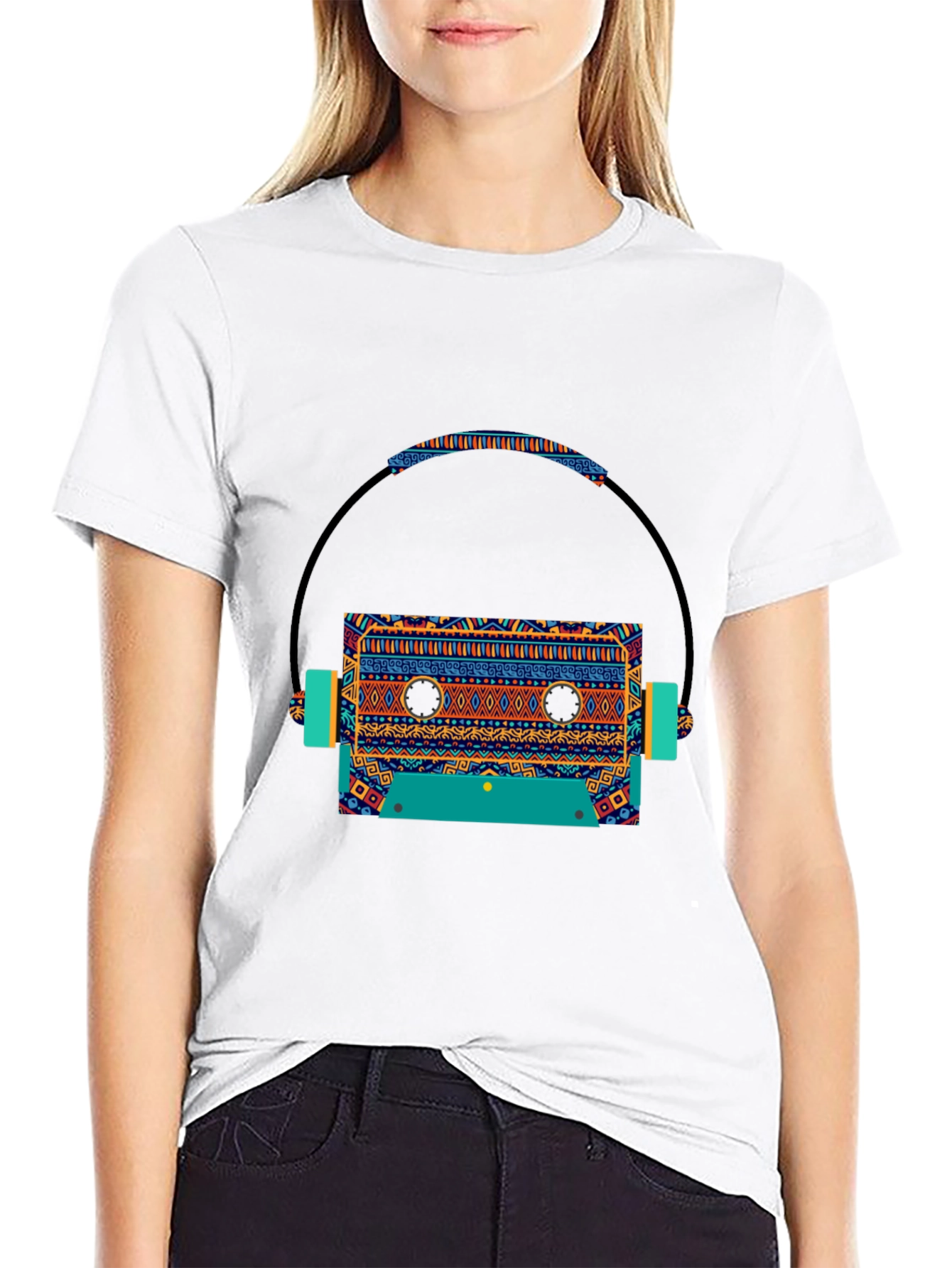 Retro Cassette & Headphone Graphic Tee
