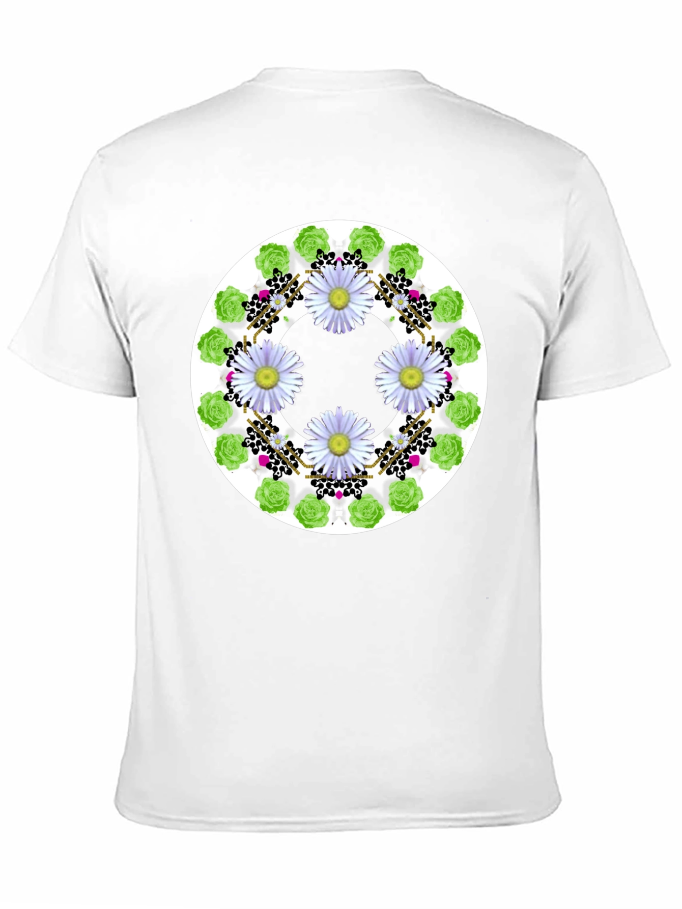 Floral Wreath Graphic Tee - Stylish Black T-Shirt