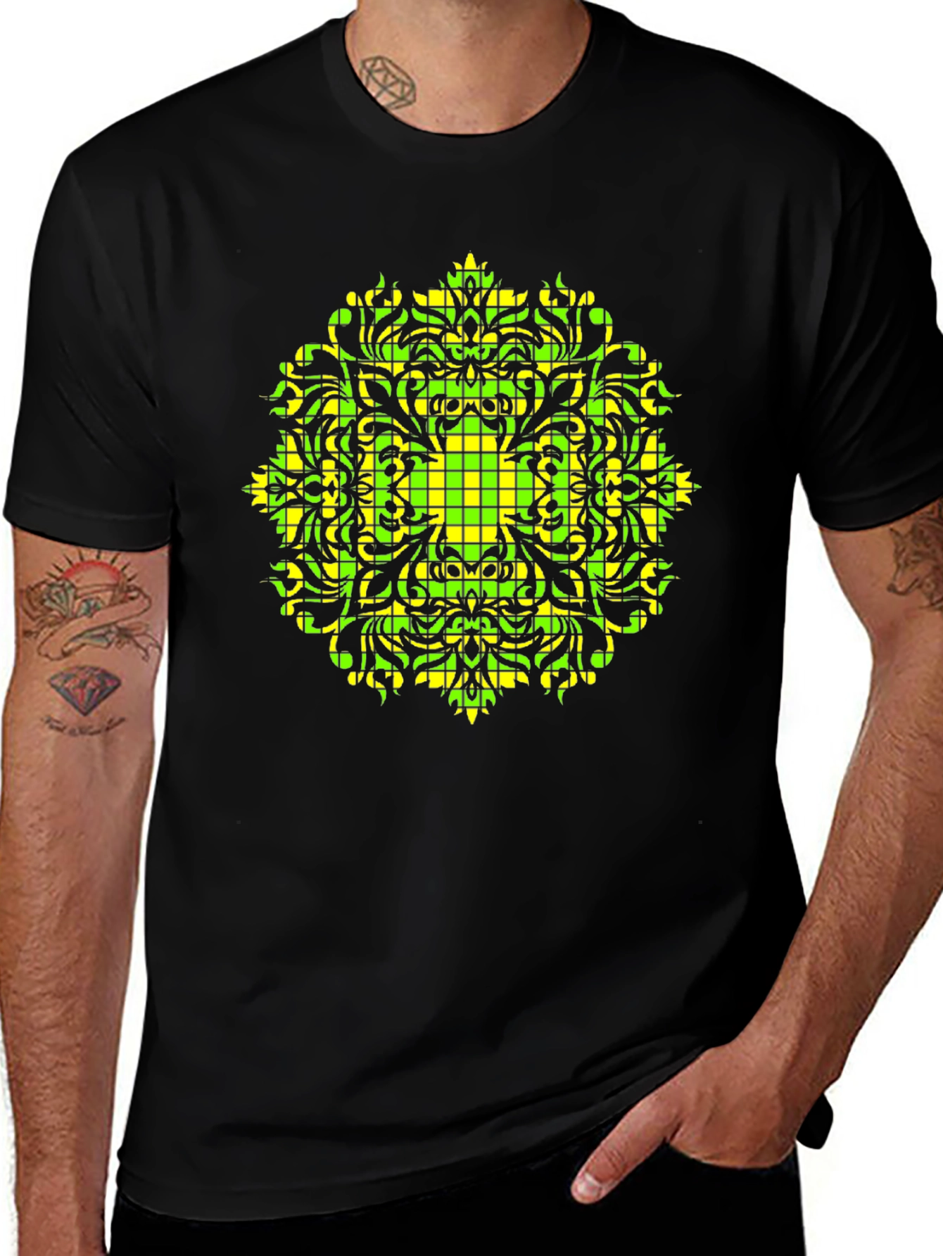 Geometric Mandala Tee - Black